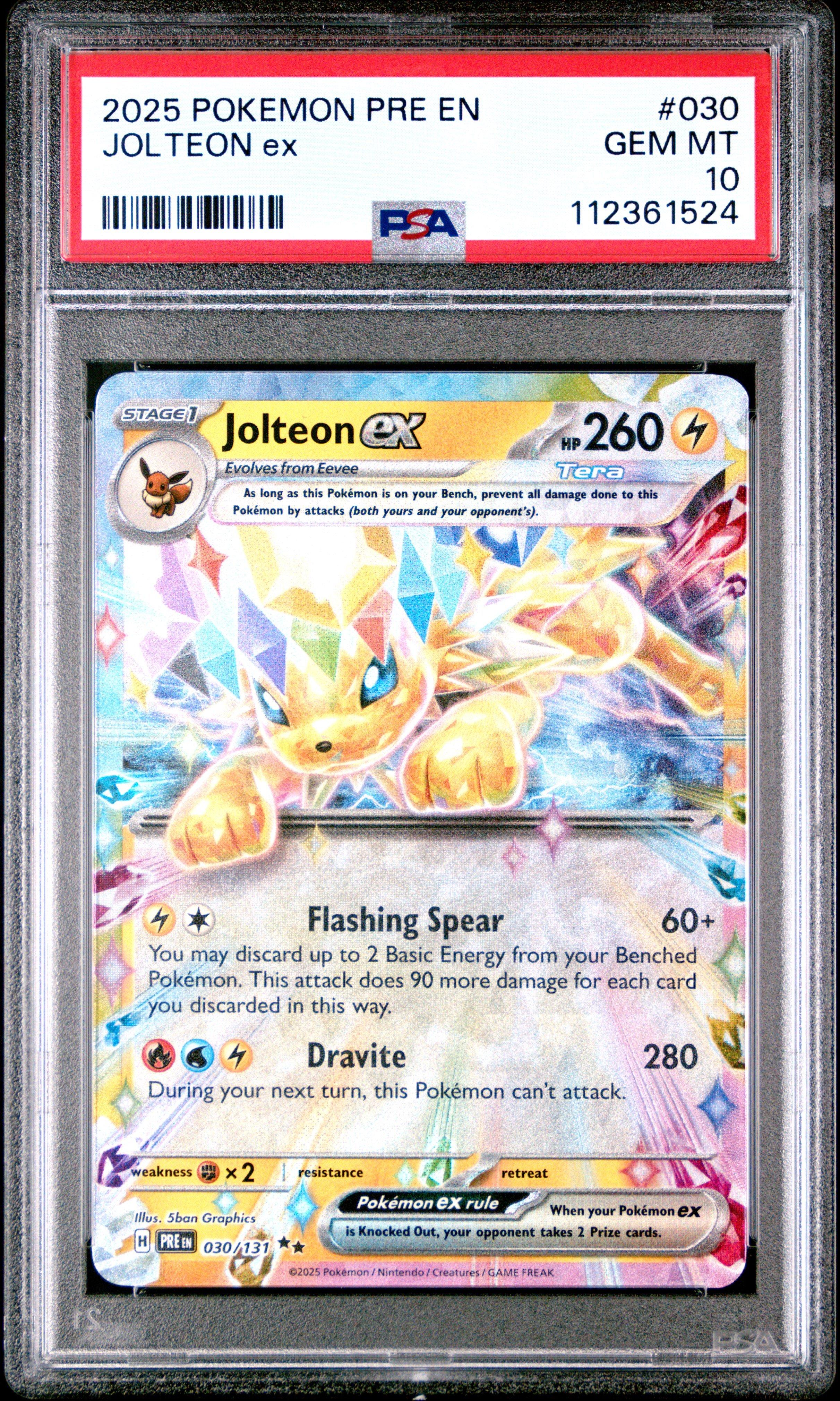 2025 Pokemon Pre En-prismatic Evolutions 030 Jolteon Ex PSA 10