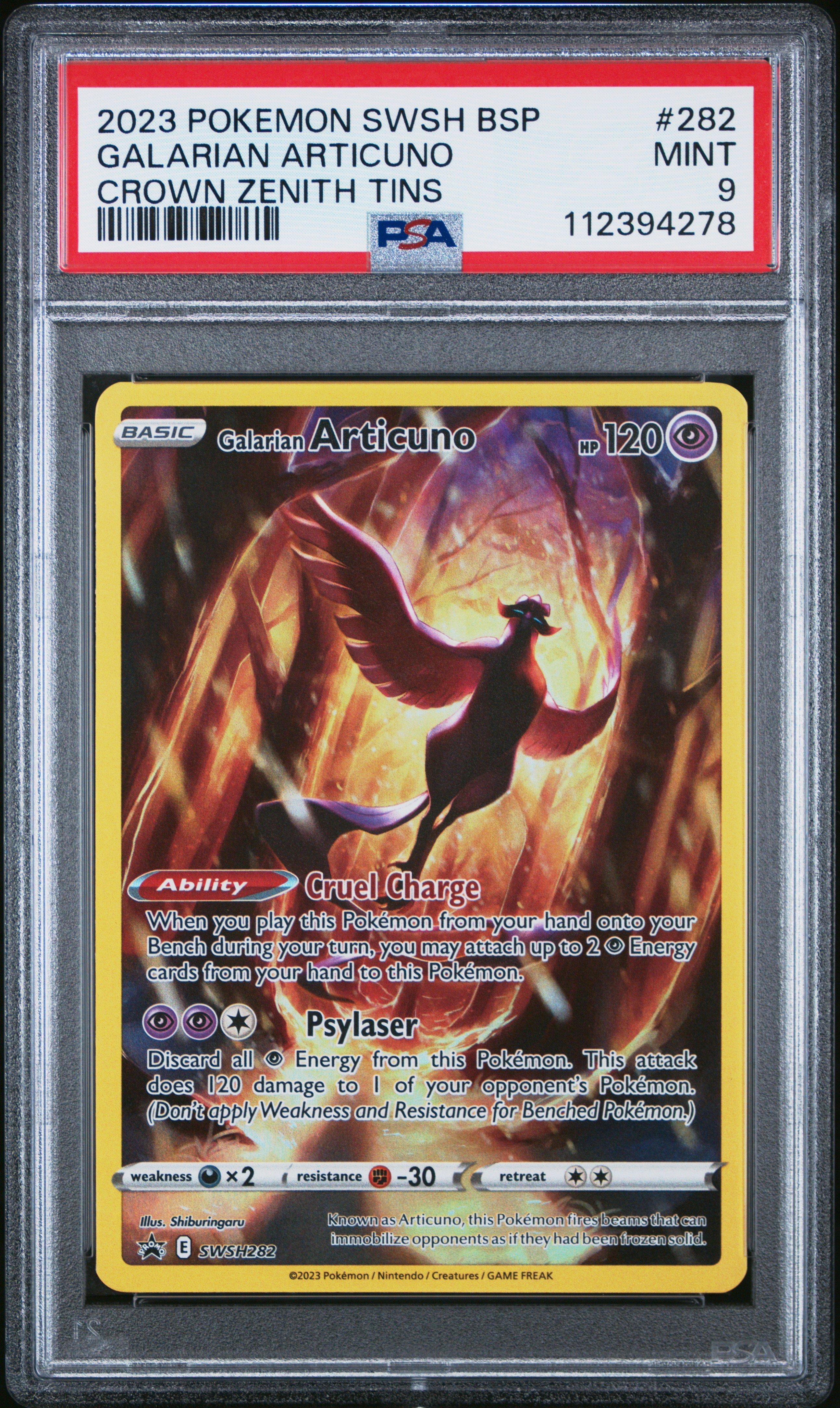 2023 Pokemon Swsh Black Star Promo 282 Galarian Articuno Crown Zenith Tin  PSA 9 Graded Card | GameStop