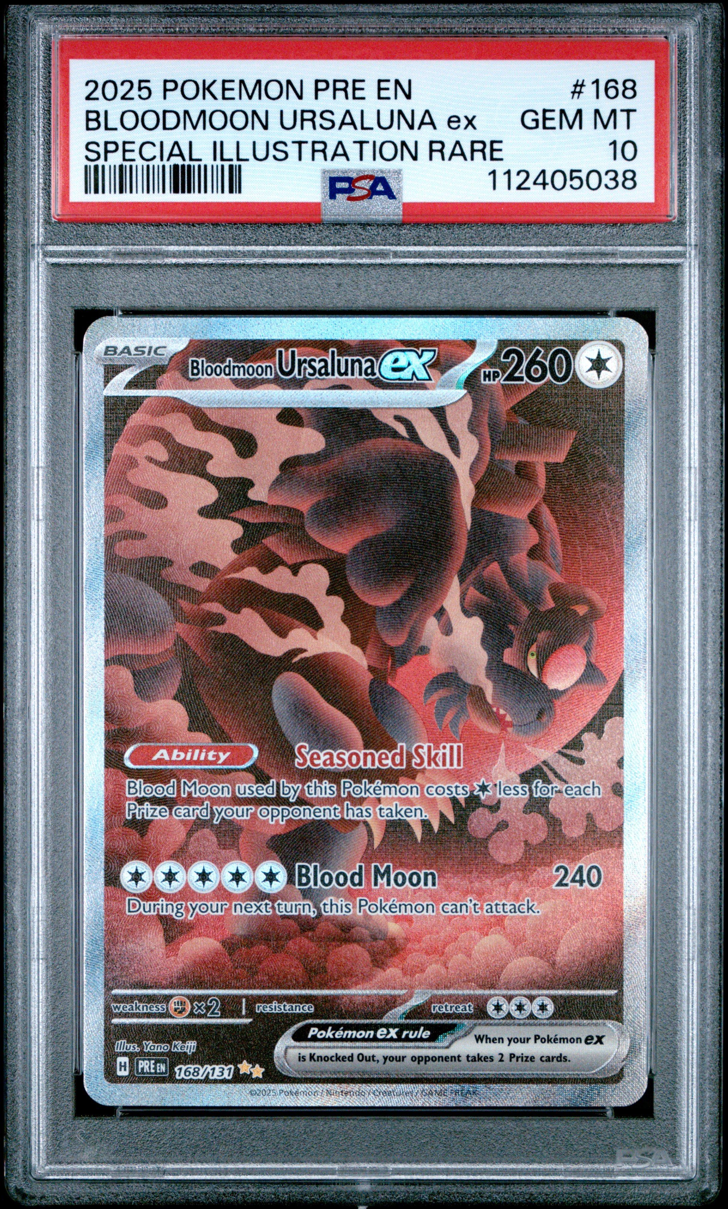 2025 Pokemon Pre En-prismatic Evolutions 168 Bloodmoon Ursaluna Ex Special Illustration Rare PSA