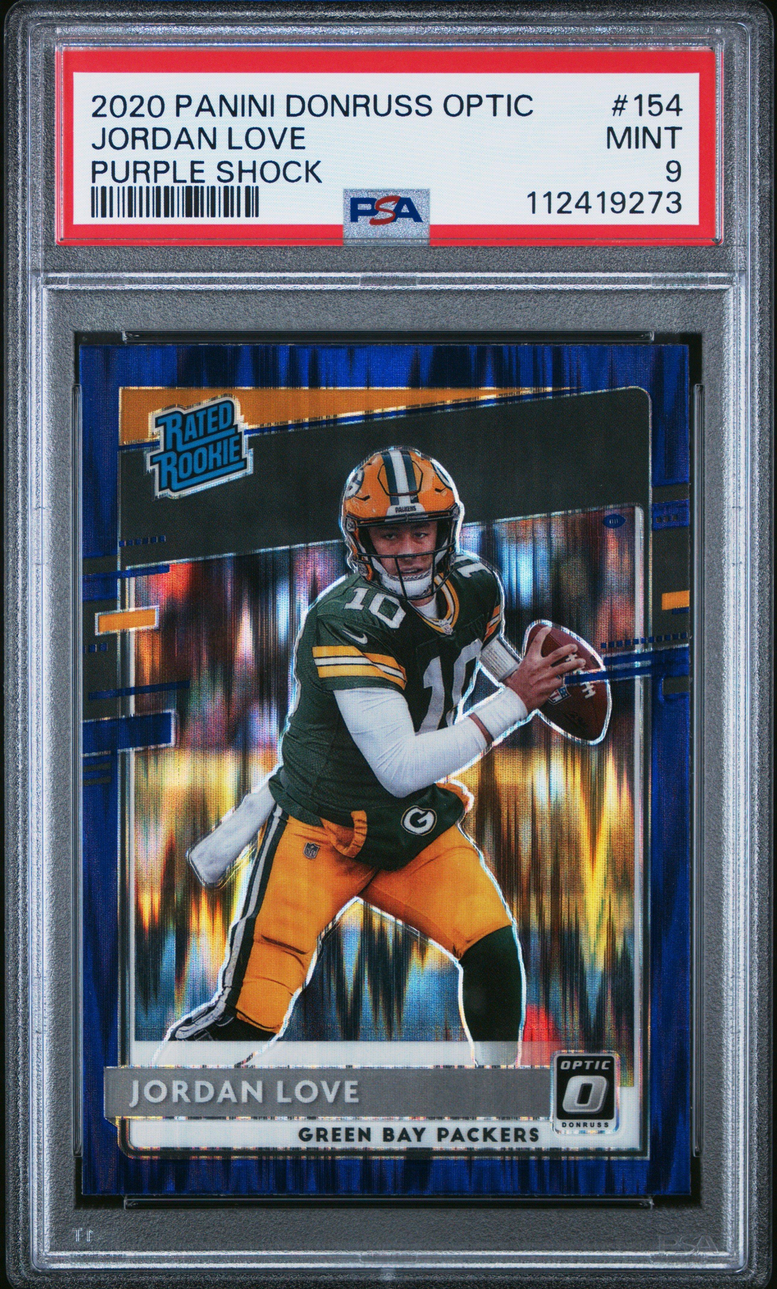 2020 Panini Donruss Optic 154 Jordan Love Purple Shock PSA 9