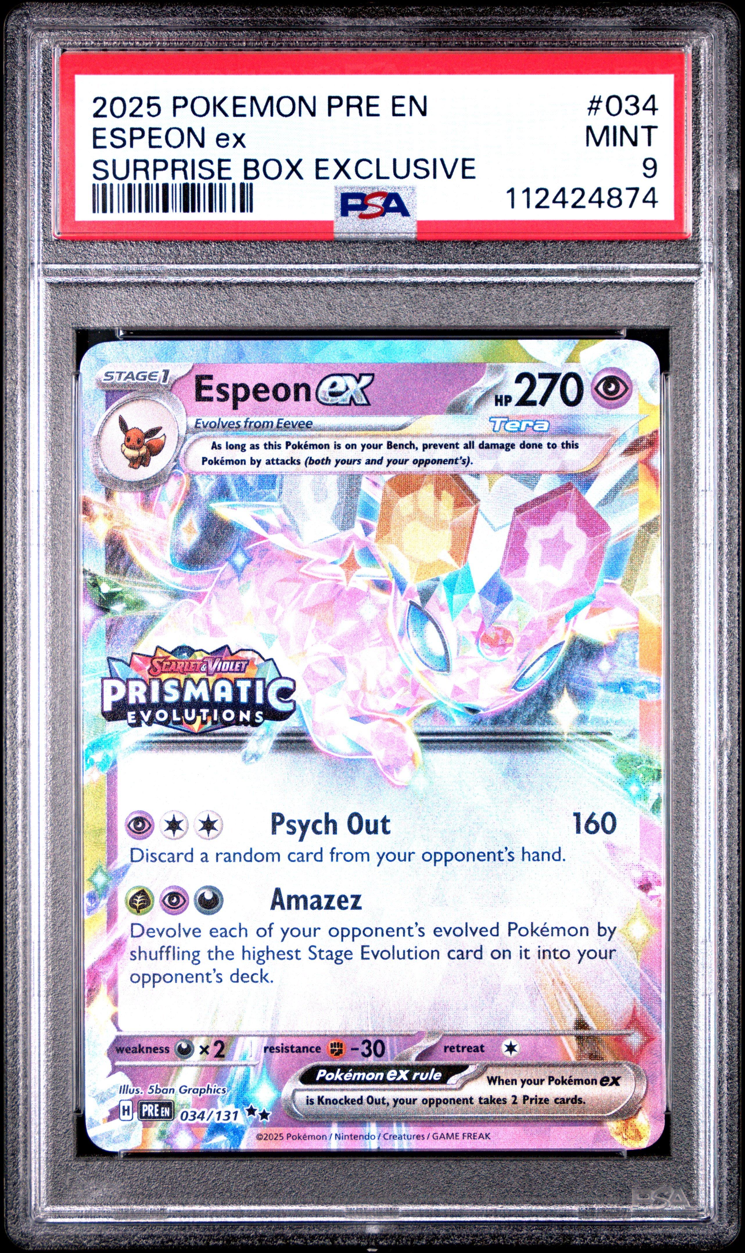 2025 Pokemon Pre En-prismatic Evolutions 034 Espeon Ex Surprise