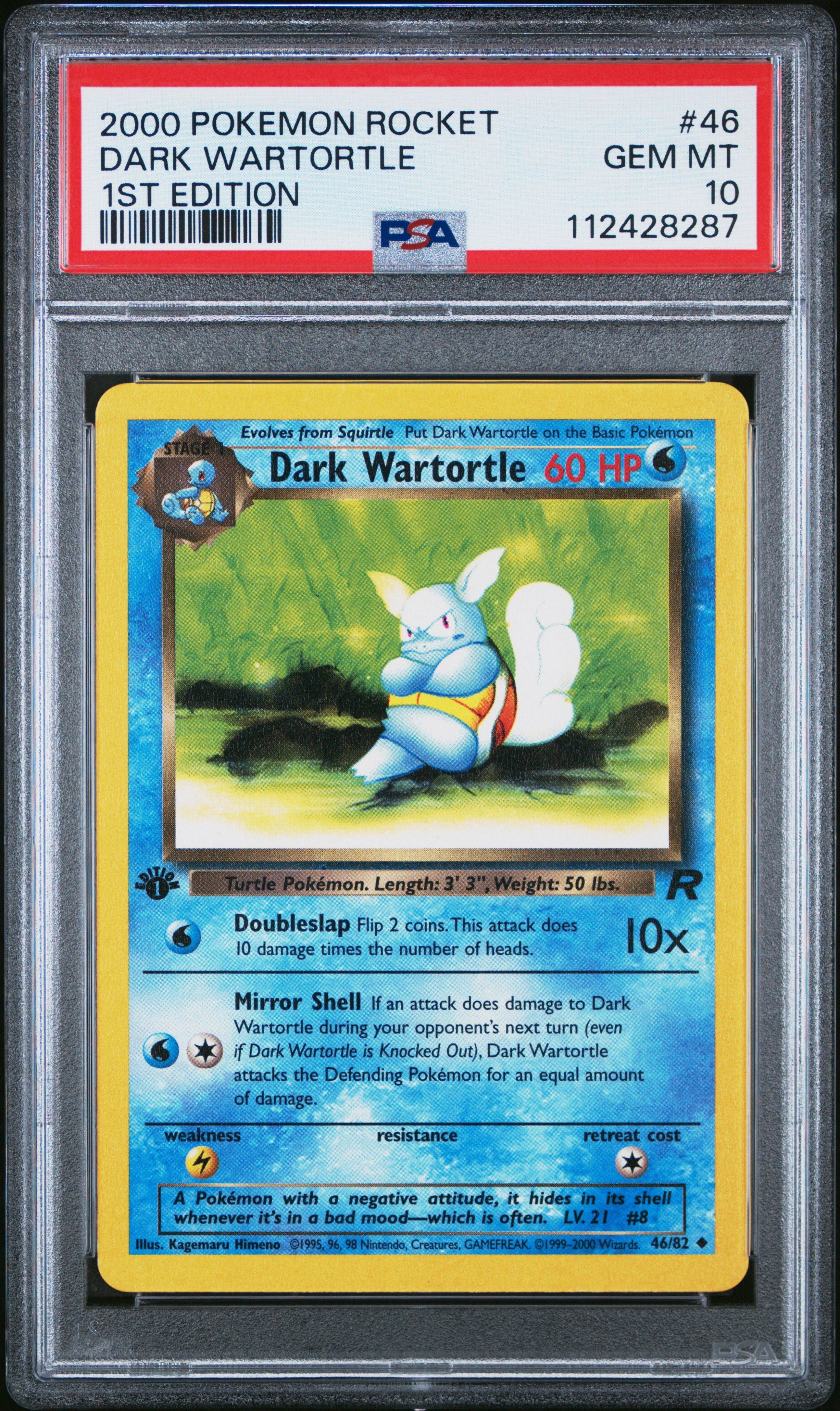 2000 Pokemon Rocket 46 Dark Wartortle 1st Edition PSA