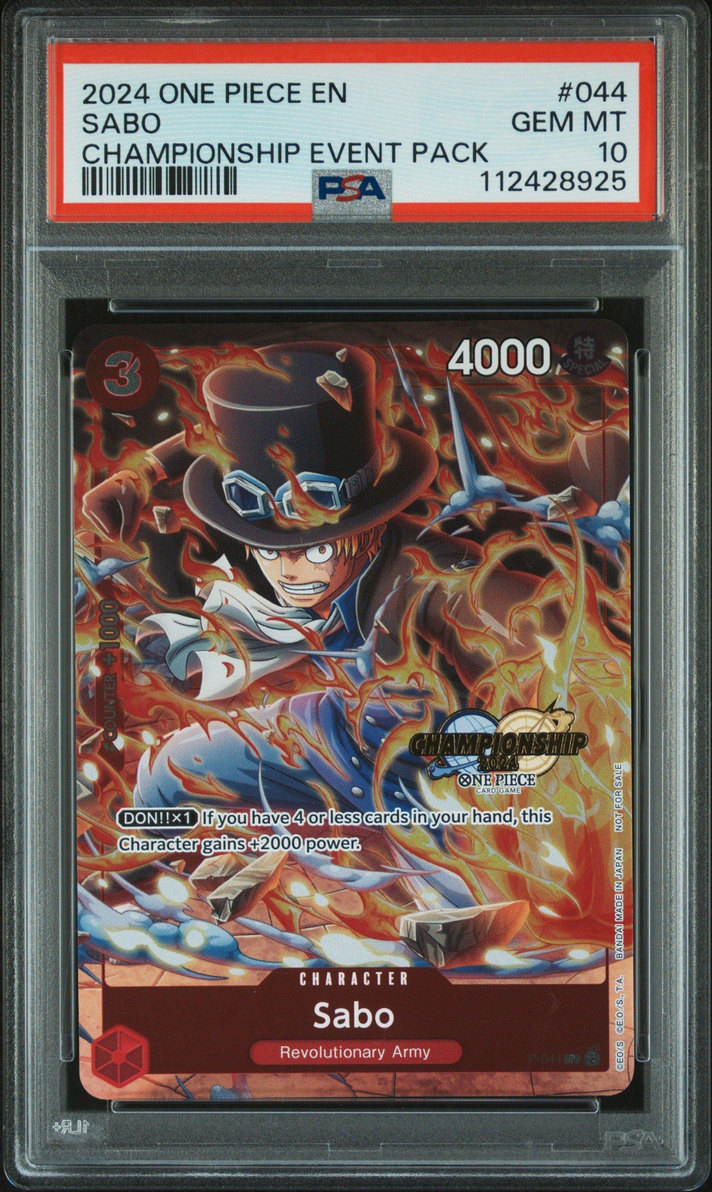 2024 One Piece Championship 2024 Event Pack 044 Sabo PSA 10 Graded