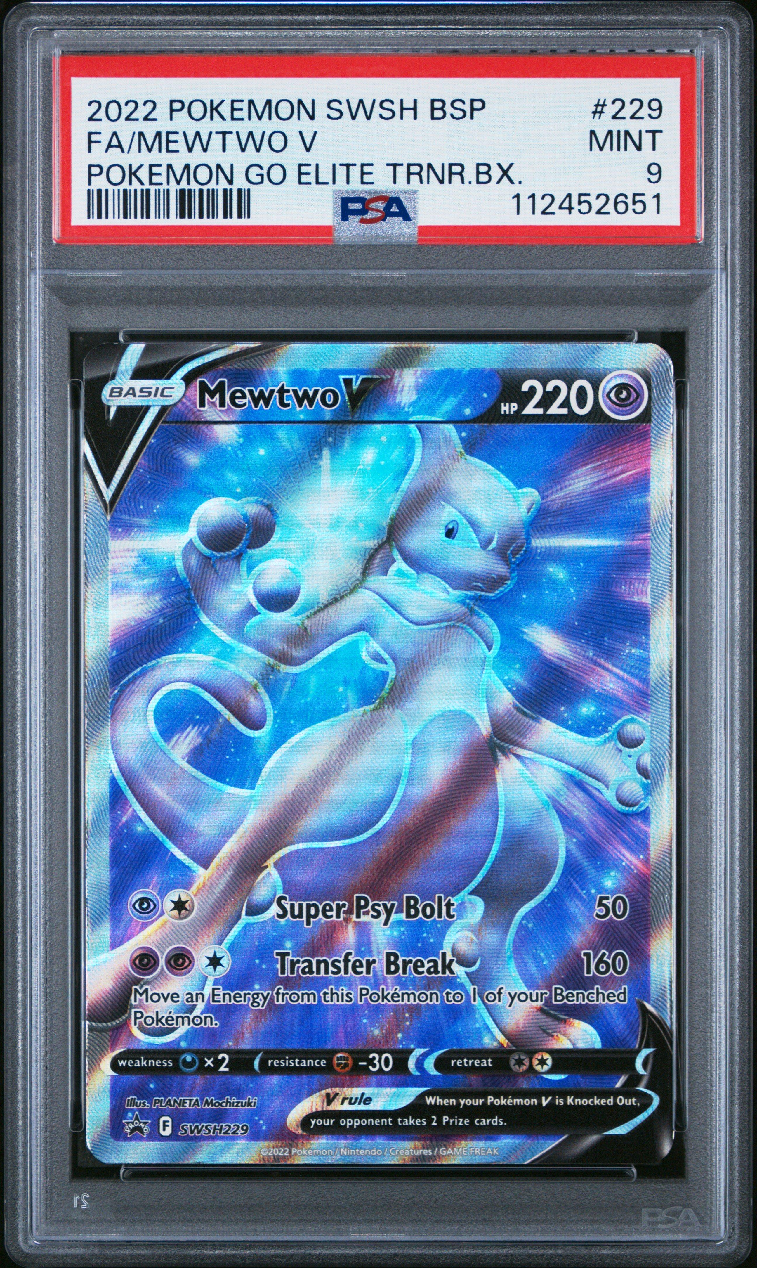 2022 Pokemon Swsh Black Star Promo 229 Full Art/mewtwo V Pokemon