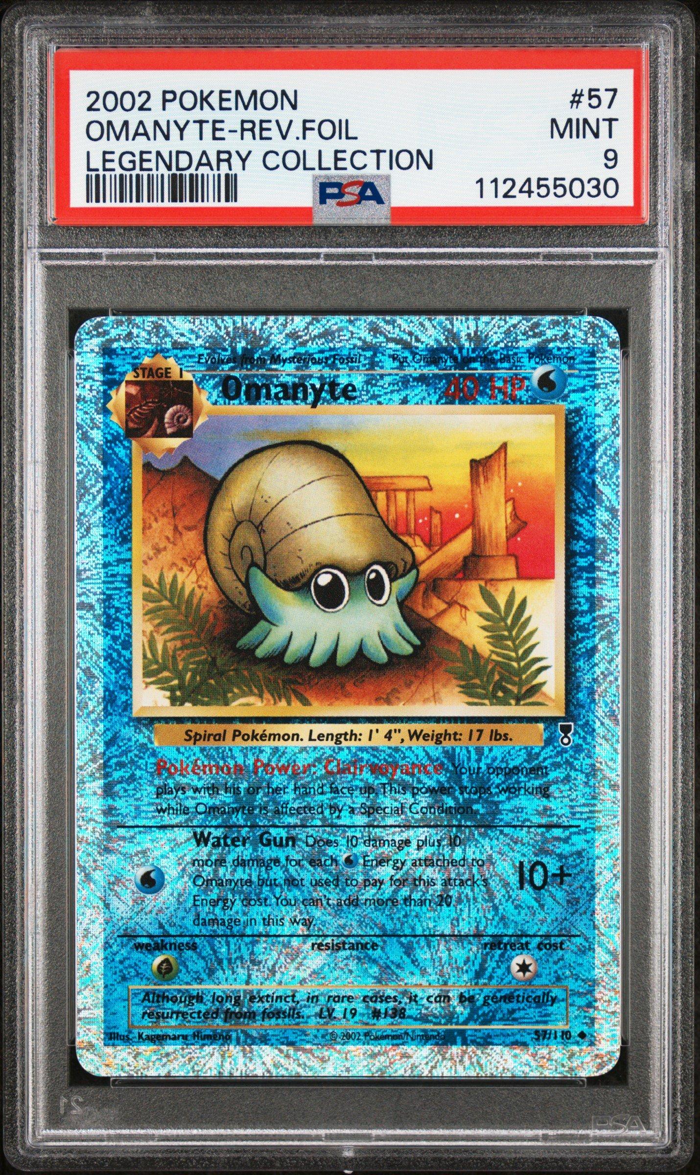 2002 Pokemon Legendary Collection 57 Omanyte-reverse Foil PSA