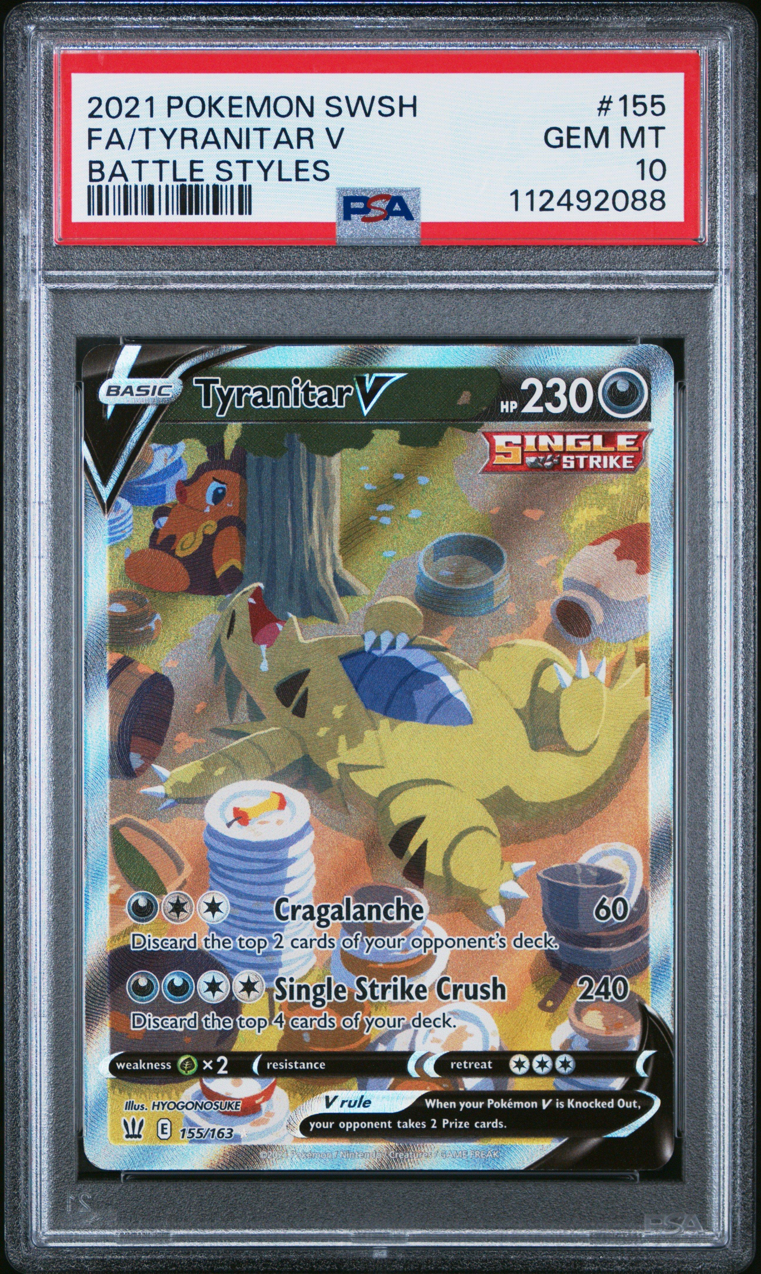 2021 Pokemon Sword & Shield Battle Styles 155 Full Art/tyranitar V PSA