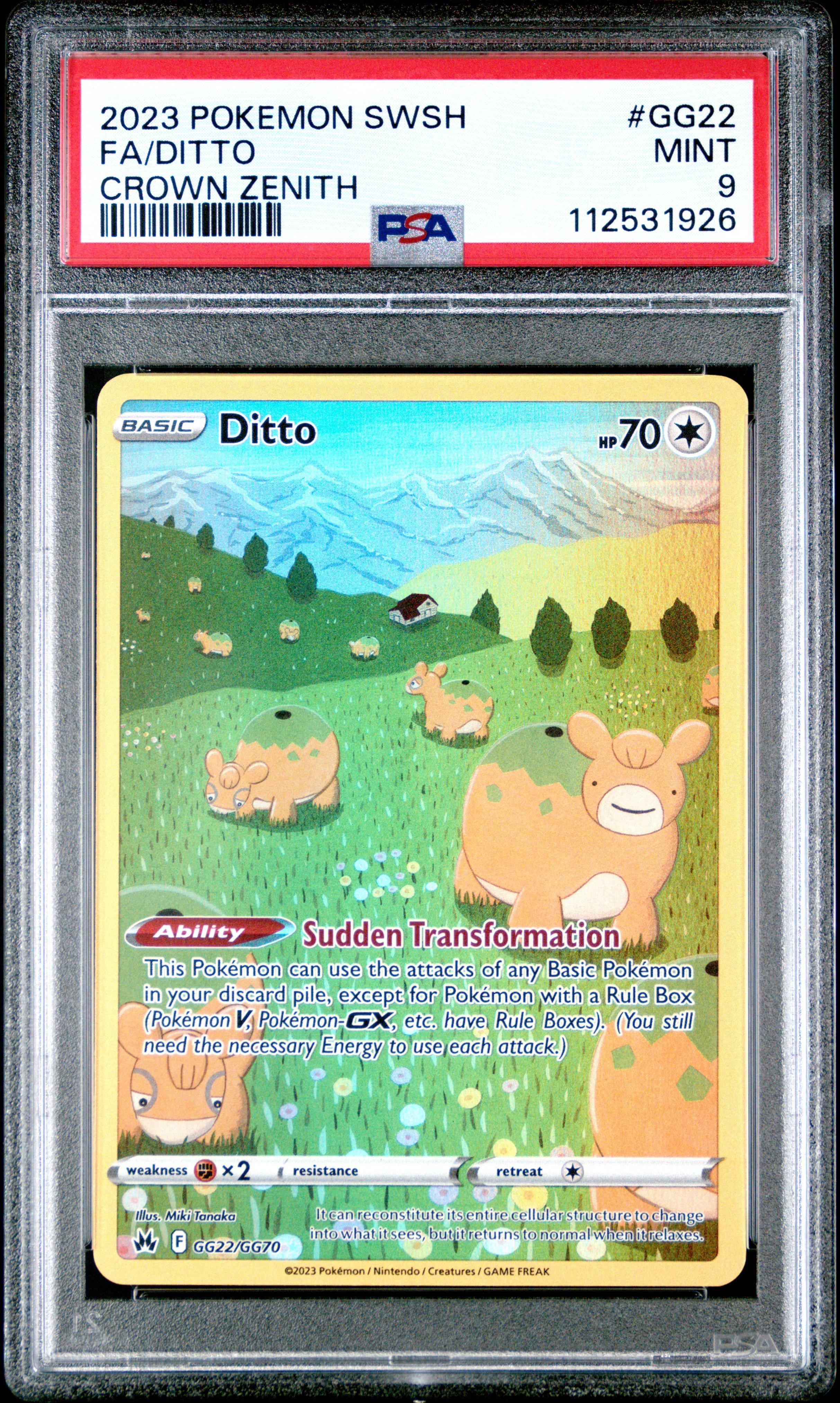 2023 Pokemon Sword And Shield Crown Zenith Gg22 Full Art/ditto PSA