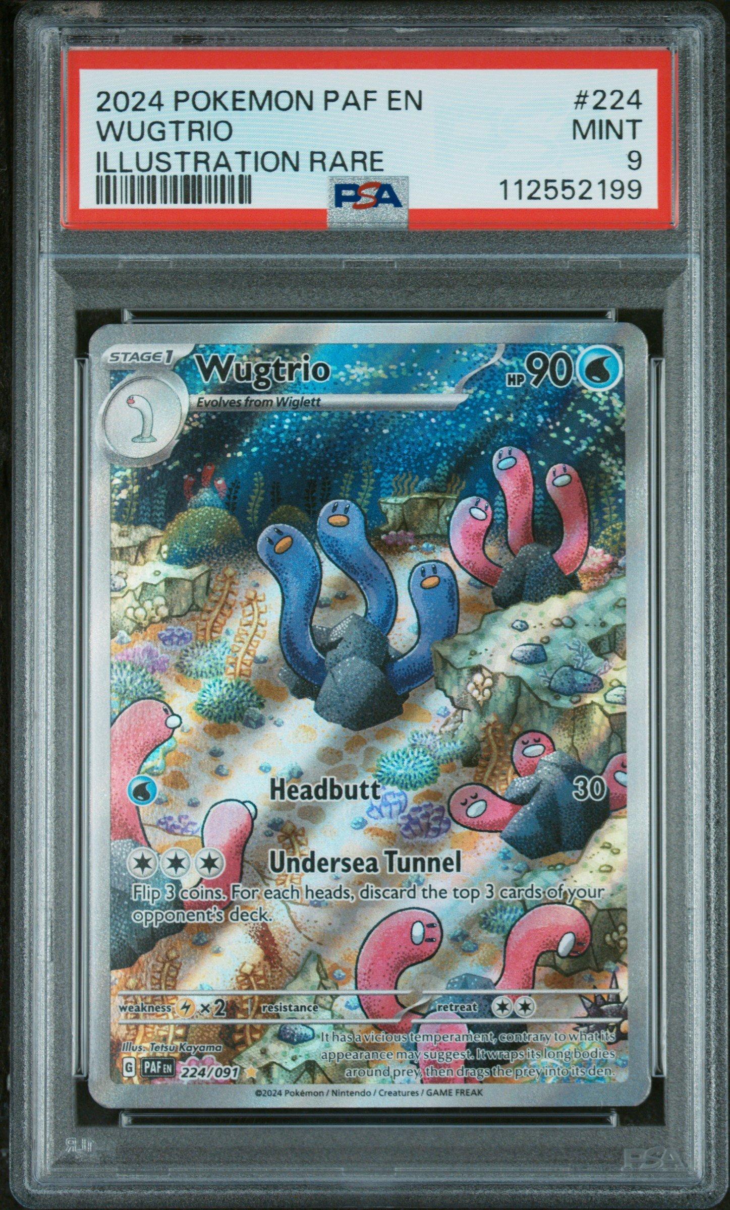 2024 Pokemon Paf En-paldean Fates 224 Wugtrio Illustration Rare PSA
