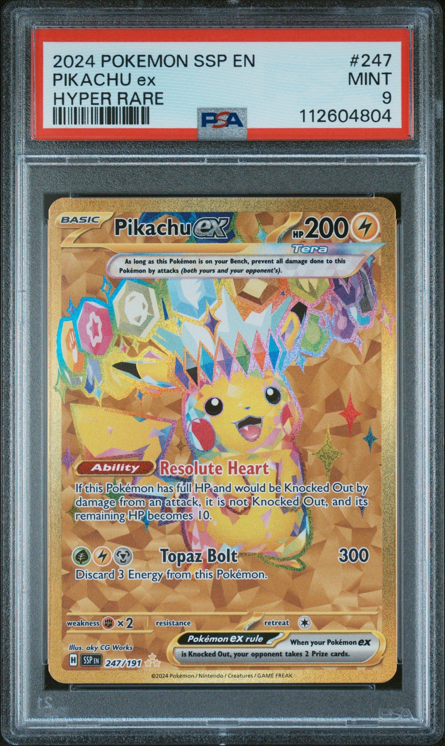 2024 Pokemon Ssp En-surging Sparks 247 Pikachu Ex Hyper Rare PSA 9