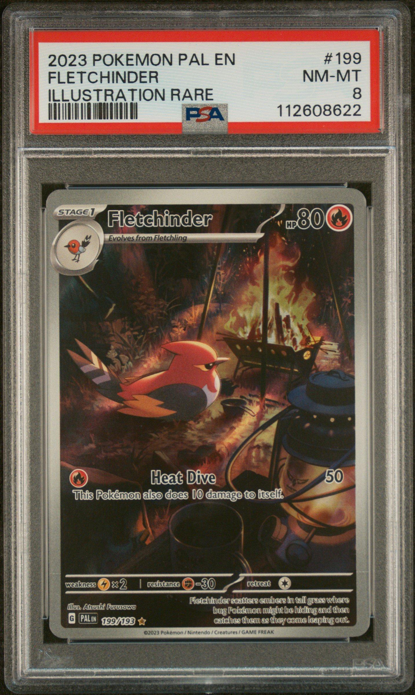 2023 Pokemon Pal En-paldea Evolved 199 Fletchinder Illustration Rare PSA 8