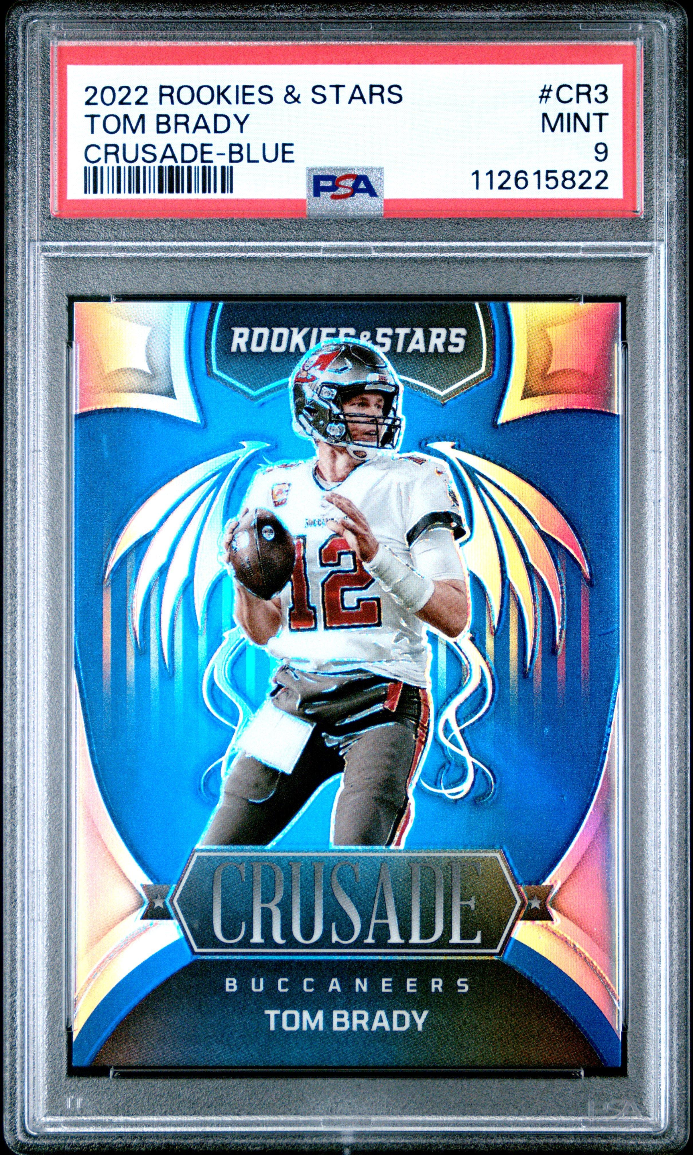 2022 Panini Rookies & Stars Crusade Cr3 Tom Brady Blue PSA 9