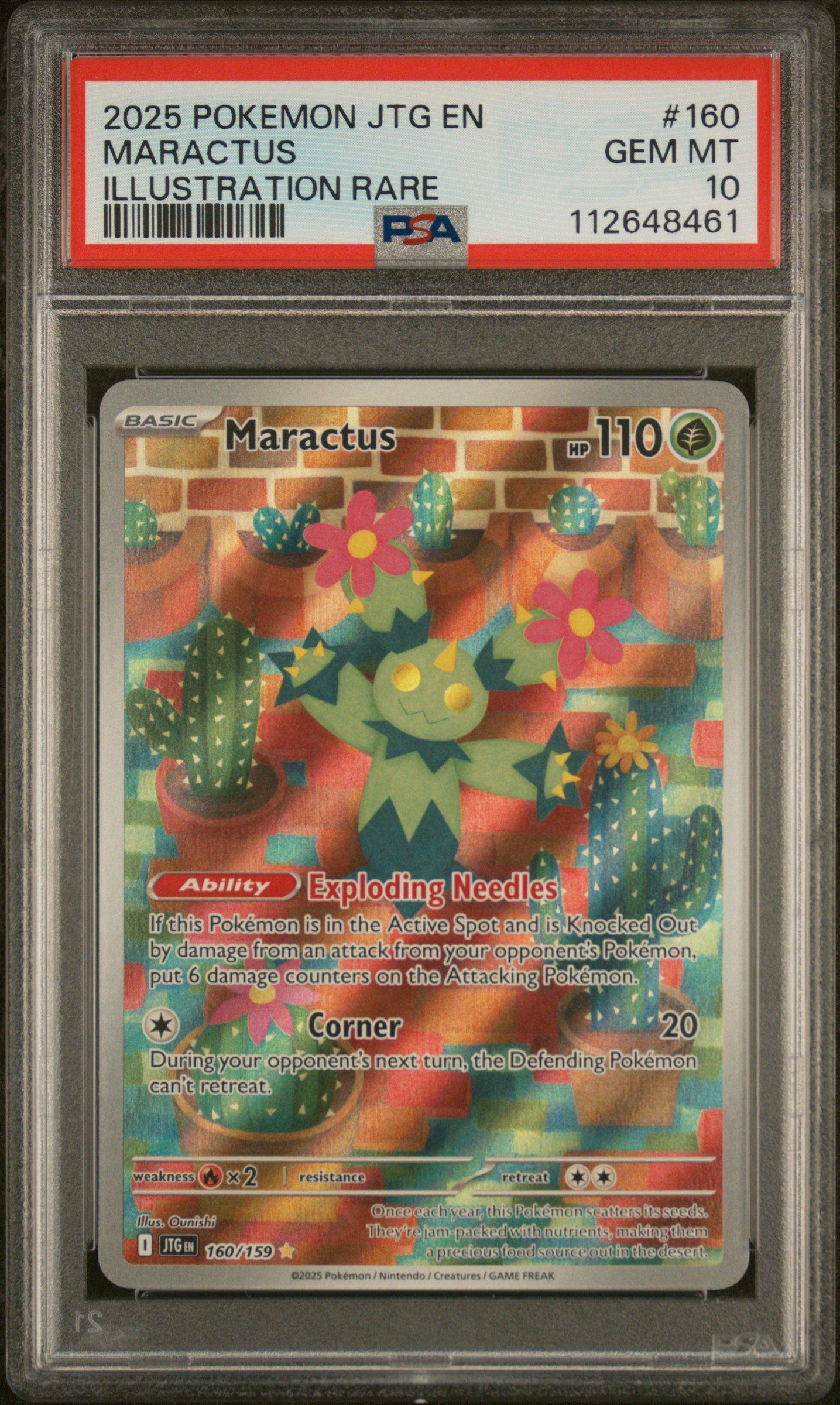 2025 Pokemon Jtg En-journey Together 160 Maractus Illustration Rare PSA