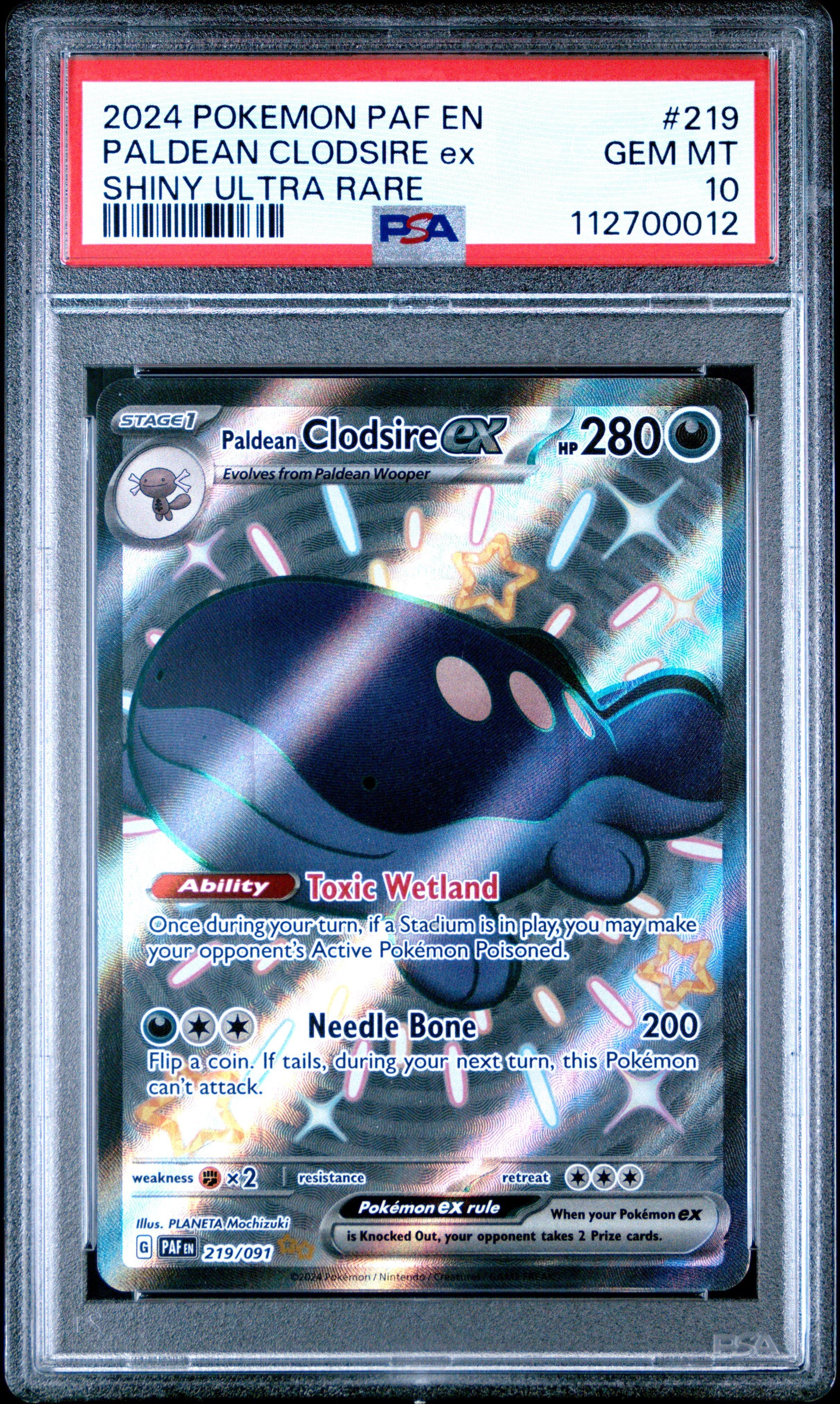 2024 Pokemon Paf En-paldean Fates 219 Paldean Clodsire Ex Shiny