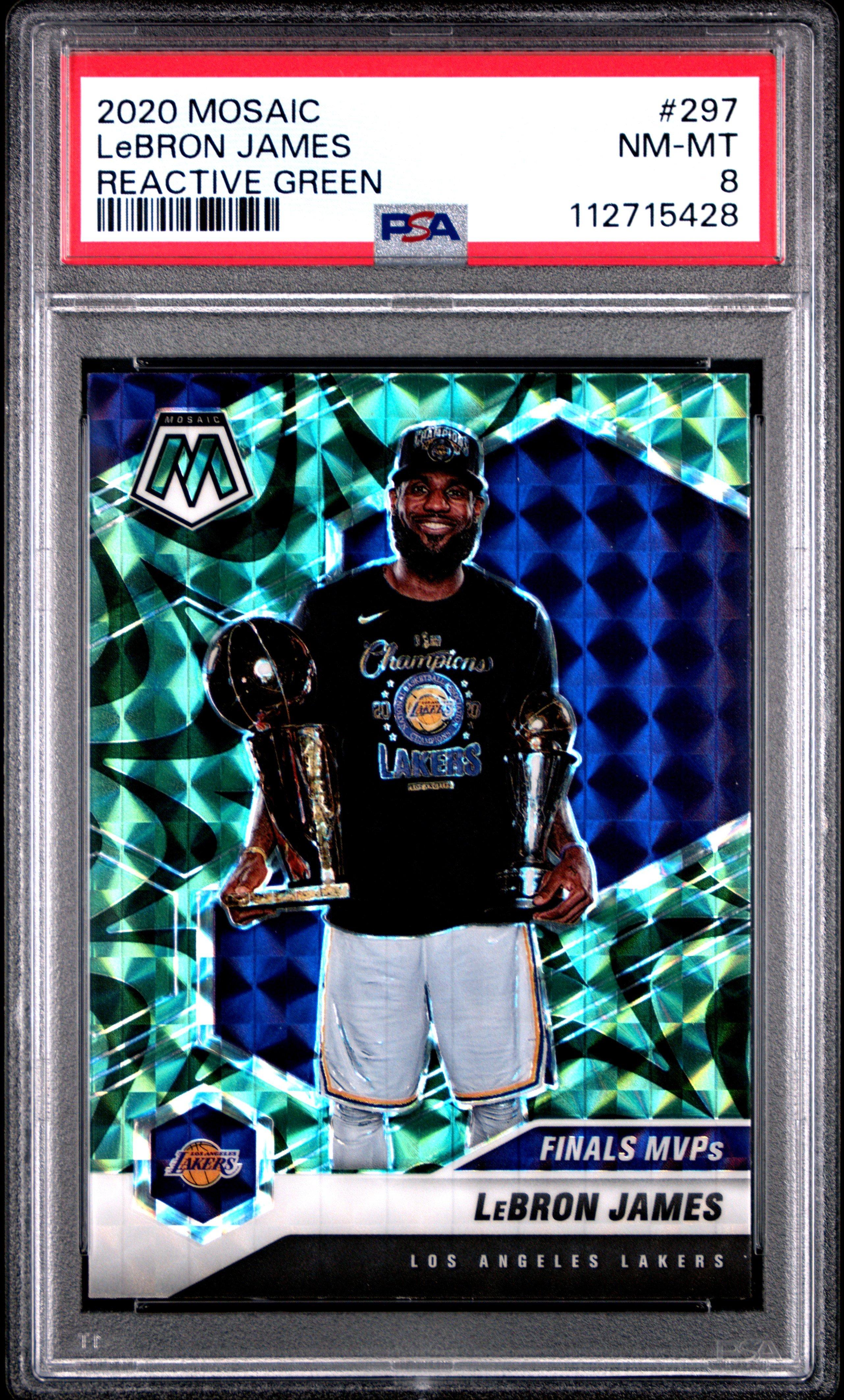 2020 Panini Mosaic 297 Lebron James Reactive Green PSA 8