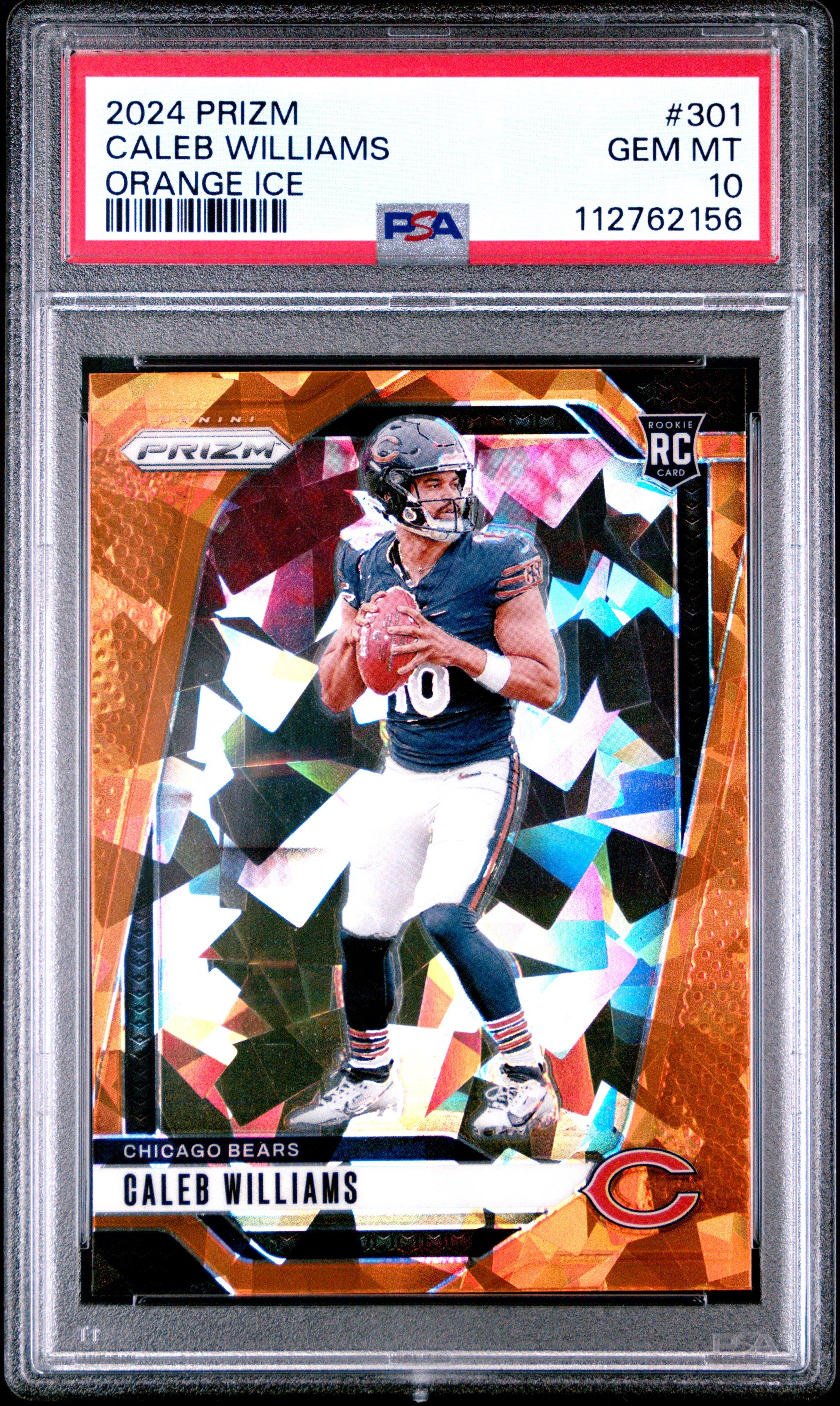 2024 Panini Prizm 301 Caleb Williams Orange Ice PSA 10 Graded Card