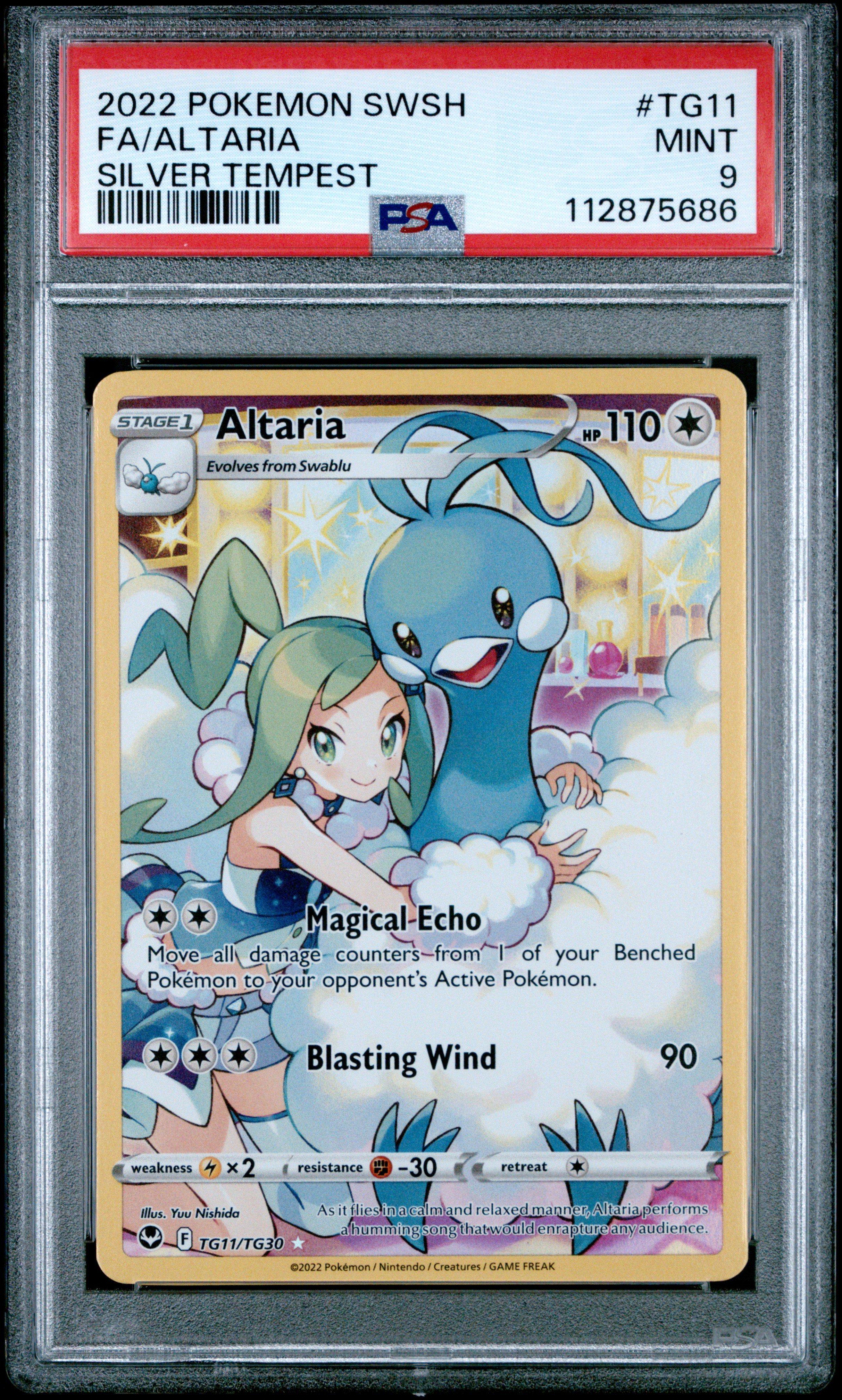 2022 Pokemon Sword & Shield Silver Tempest Tg11 Full Art/altaria PSA 9
