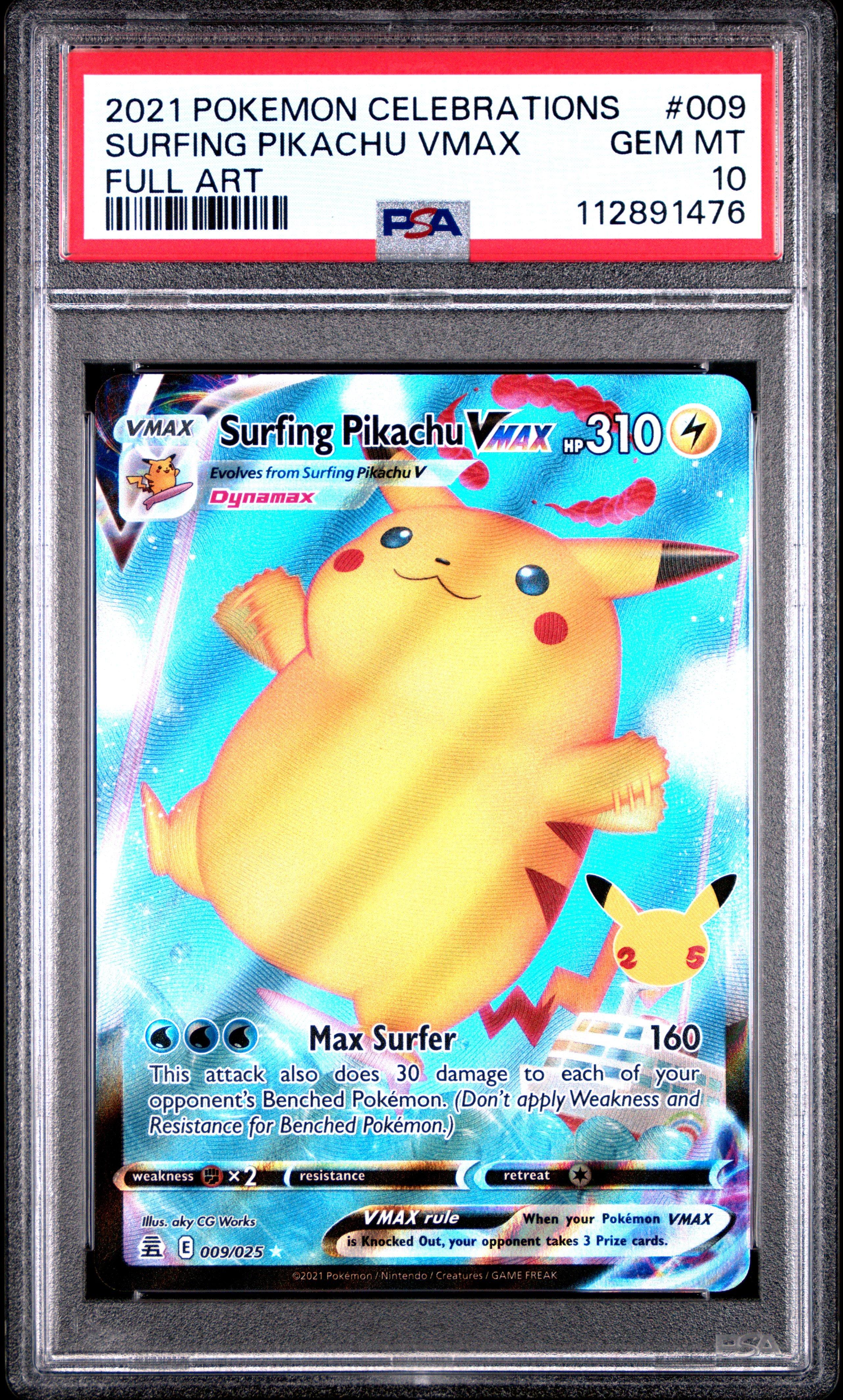 2021 Pokemon Celebrations 009 Full Art/surfing Pikachu Vmax PSA