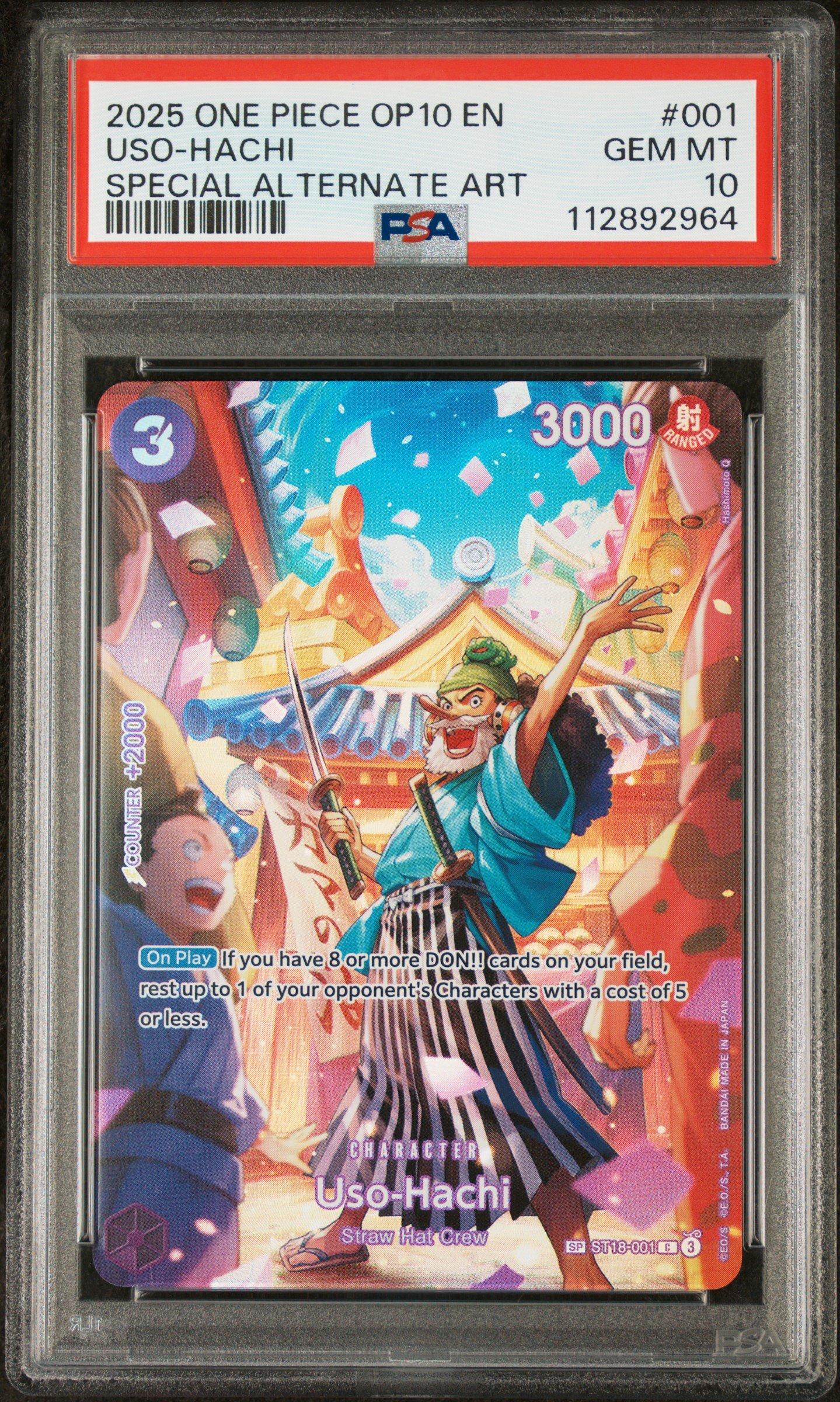 2025 One Piece Op10-royal Blood 001 Uso-hachi Special Alternate Art PSA 10