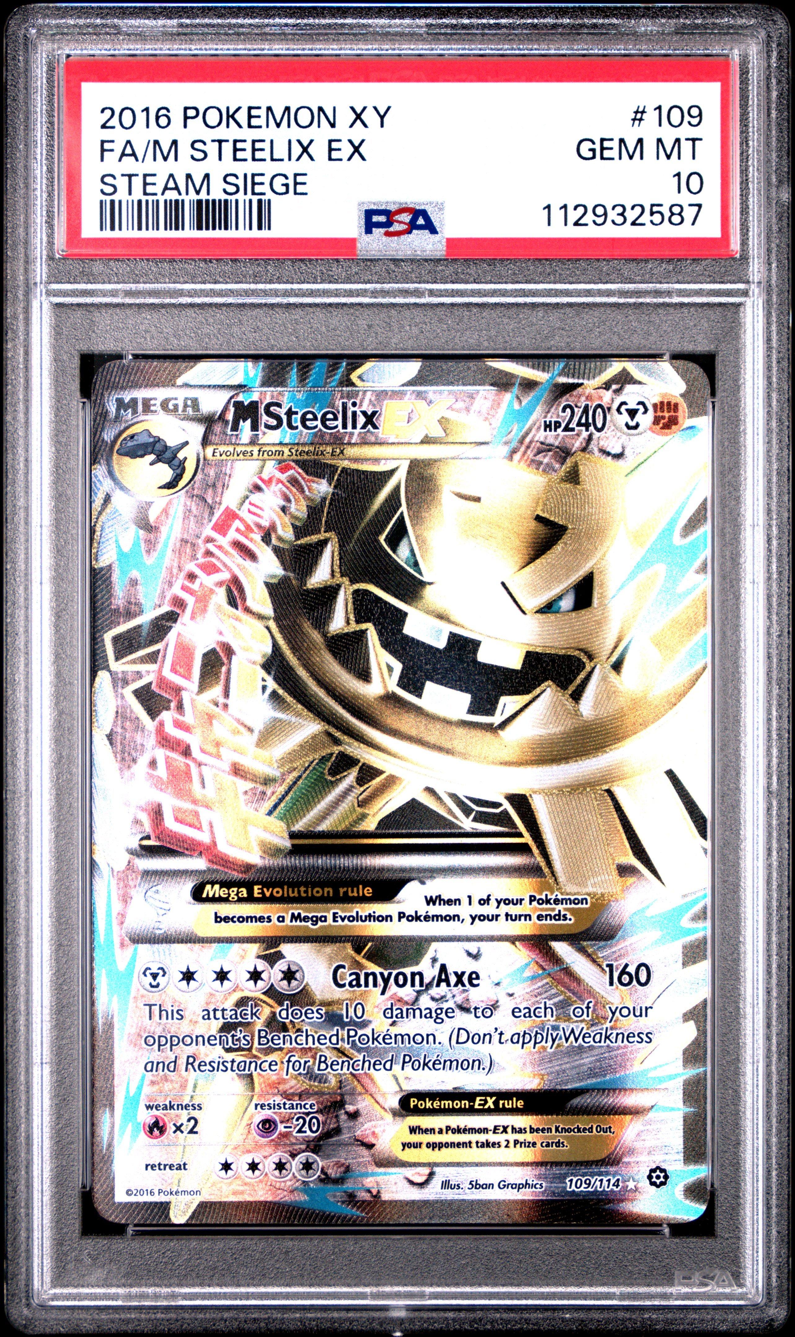 2016 Pokemon Xy Steam Siege 109 Full Art/m Steelix Ex PSA 10