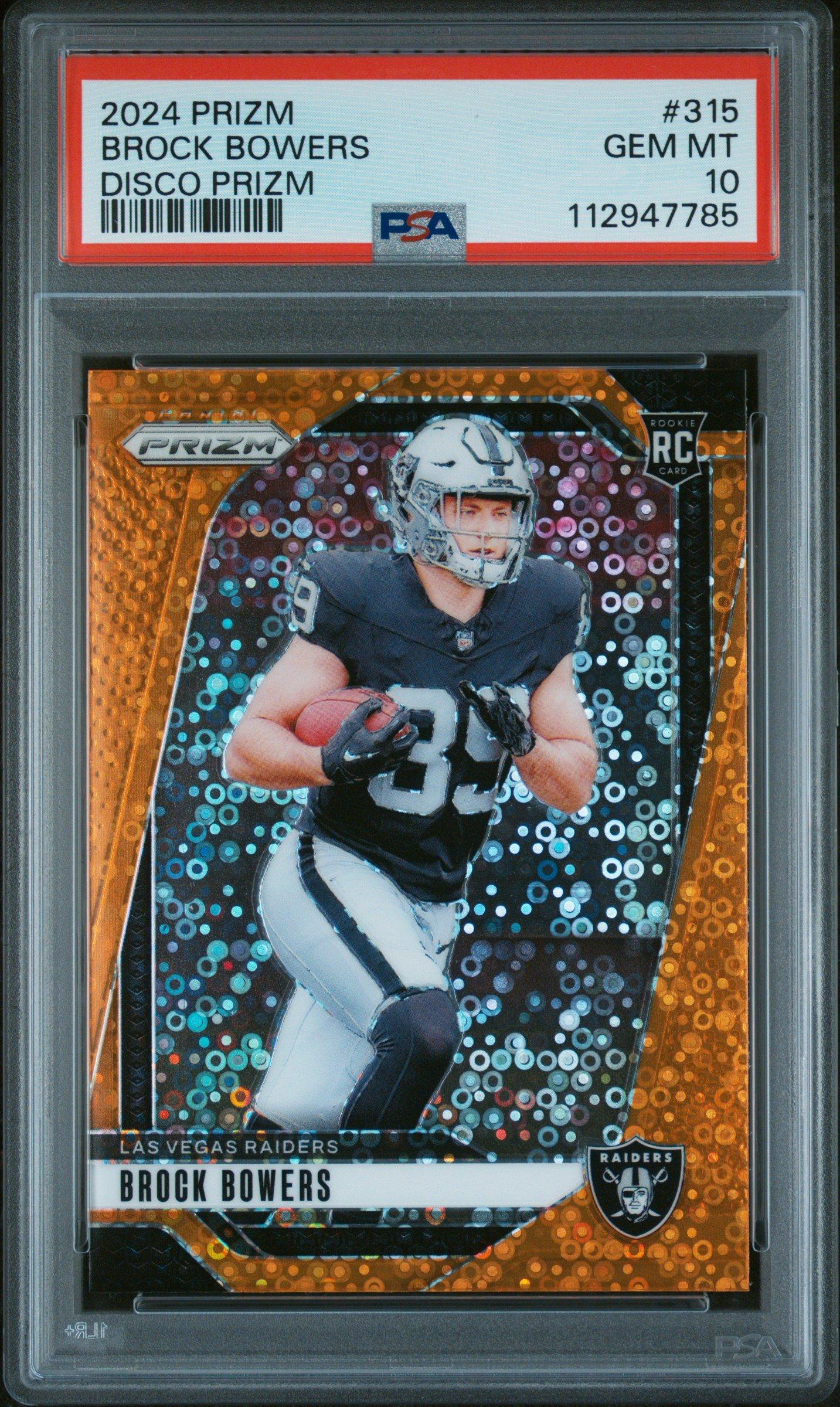 2024 Panini Prizm 315 Brock Bowers Disco Prizm PSA 10