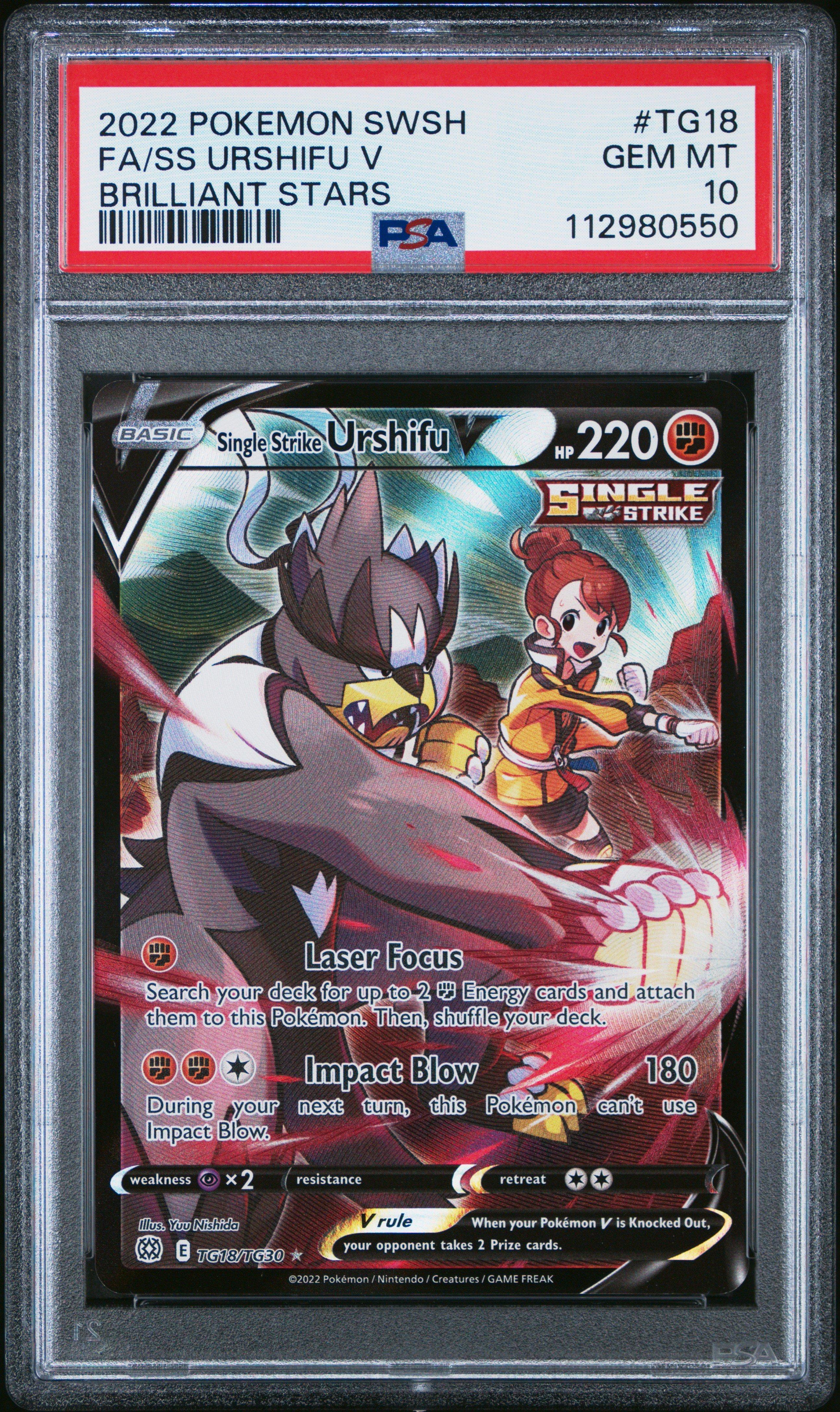 2022 Pokemon Sword & Shield Brilliant Stars Tg18 Full Art/single Strike Urshifu V PSA