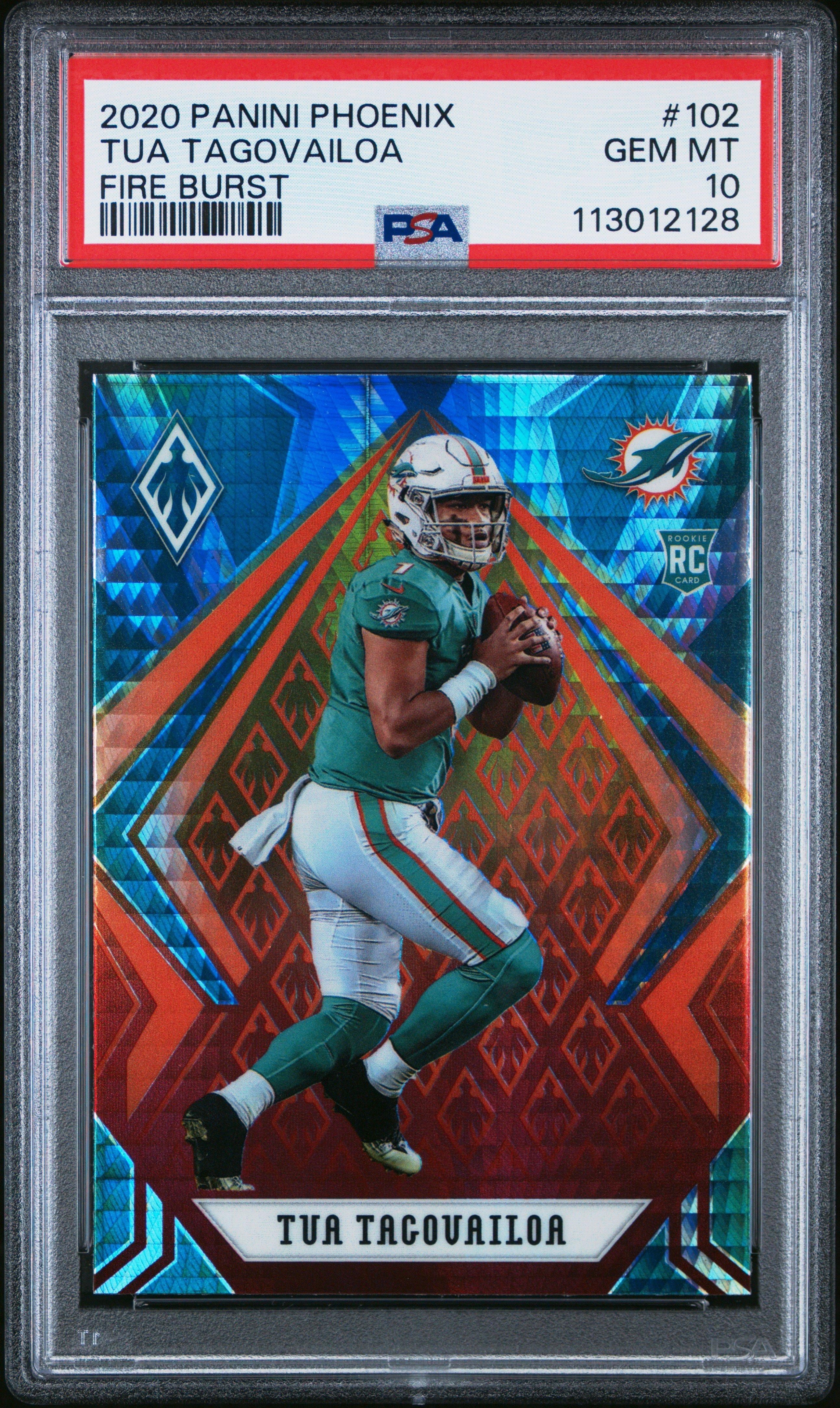 2020 Panini Phoenix 102 Tua Tagovailoa Fire Burst PSA 10 Graded