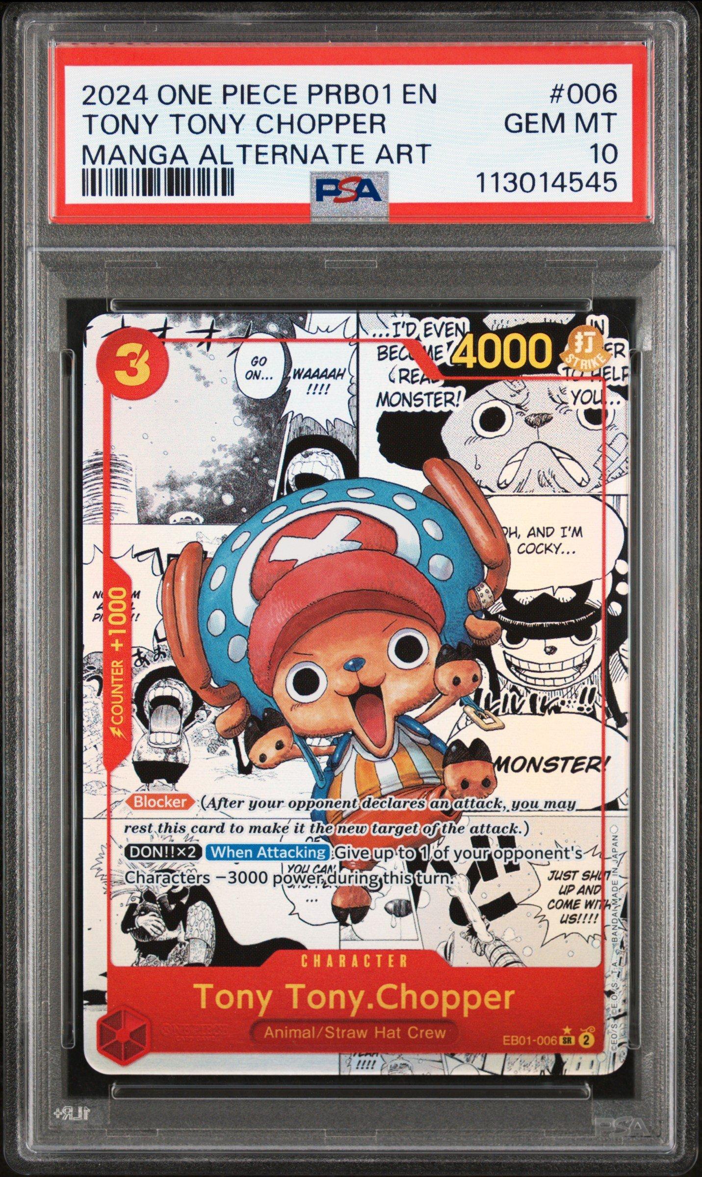 2024 One Piece Prb01-premium Booster -one Piece Card The Best- 006 Tony Tony Chopper Manga Alternate Art PSA 10