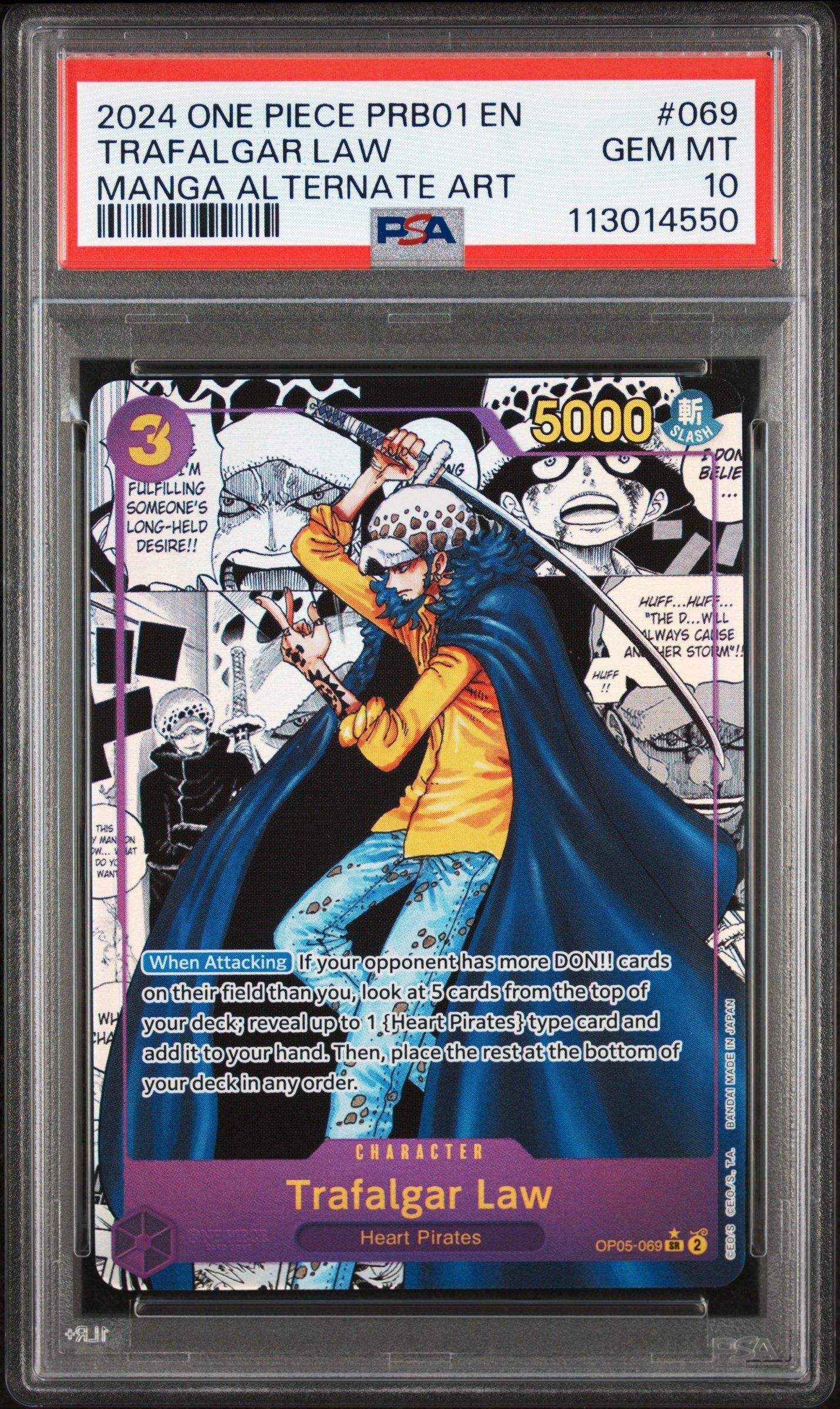 2024 One Piece Prb01-premium Booster -one Piece Card The Best- 069 Trafalgar Law Manga Alternate Art PSA 10