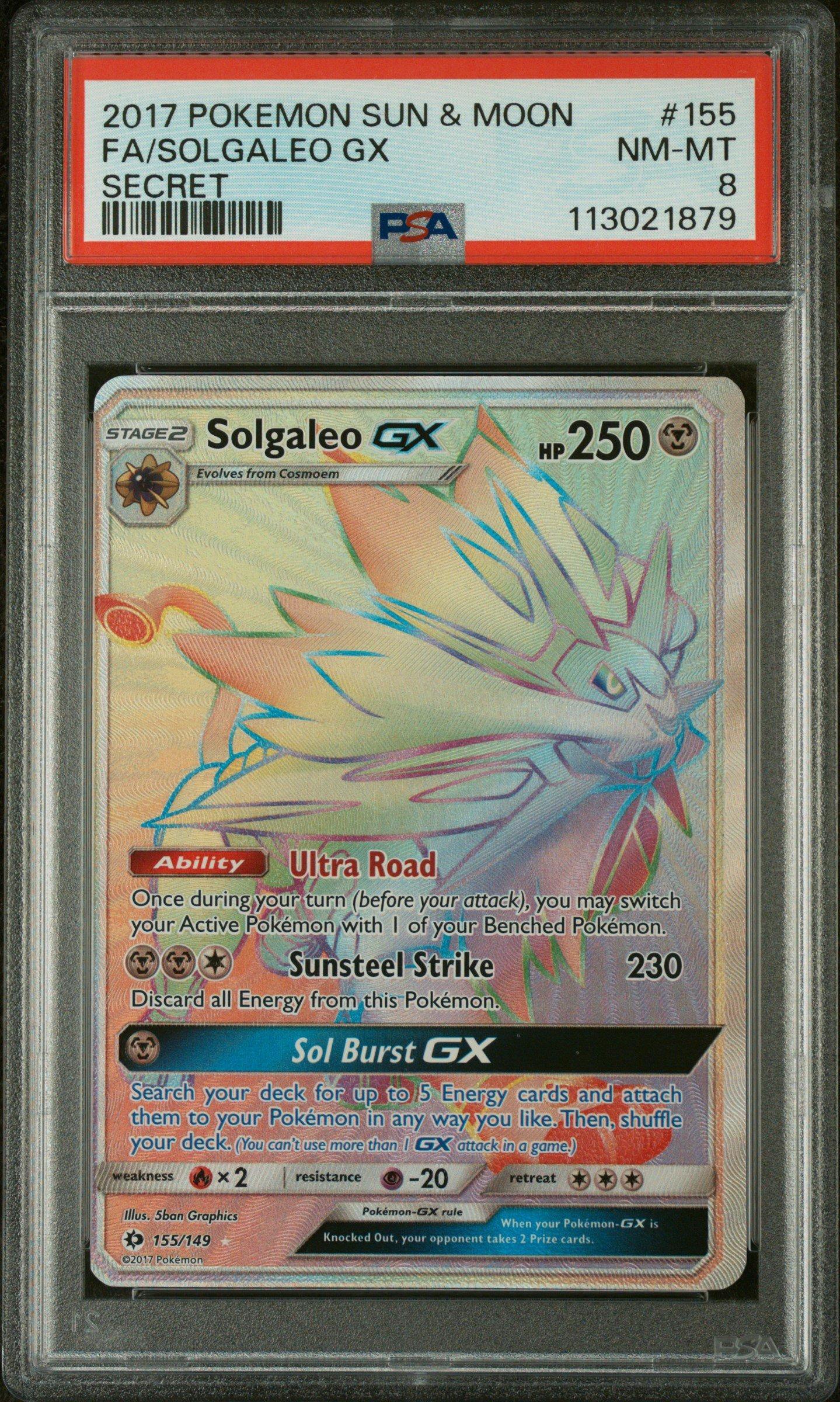 2017 Pokemon Sun & Moon 155 Full Art/solgaleo Gx Secret PSA
