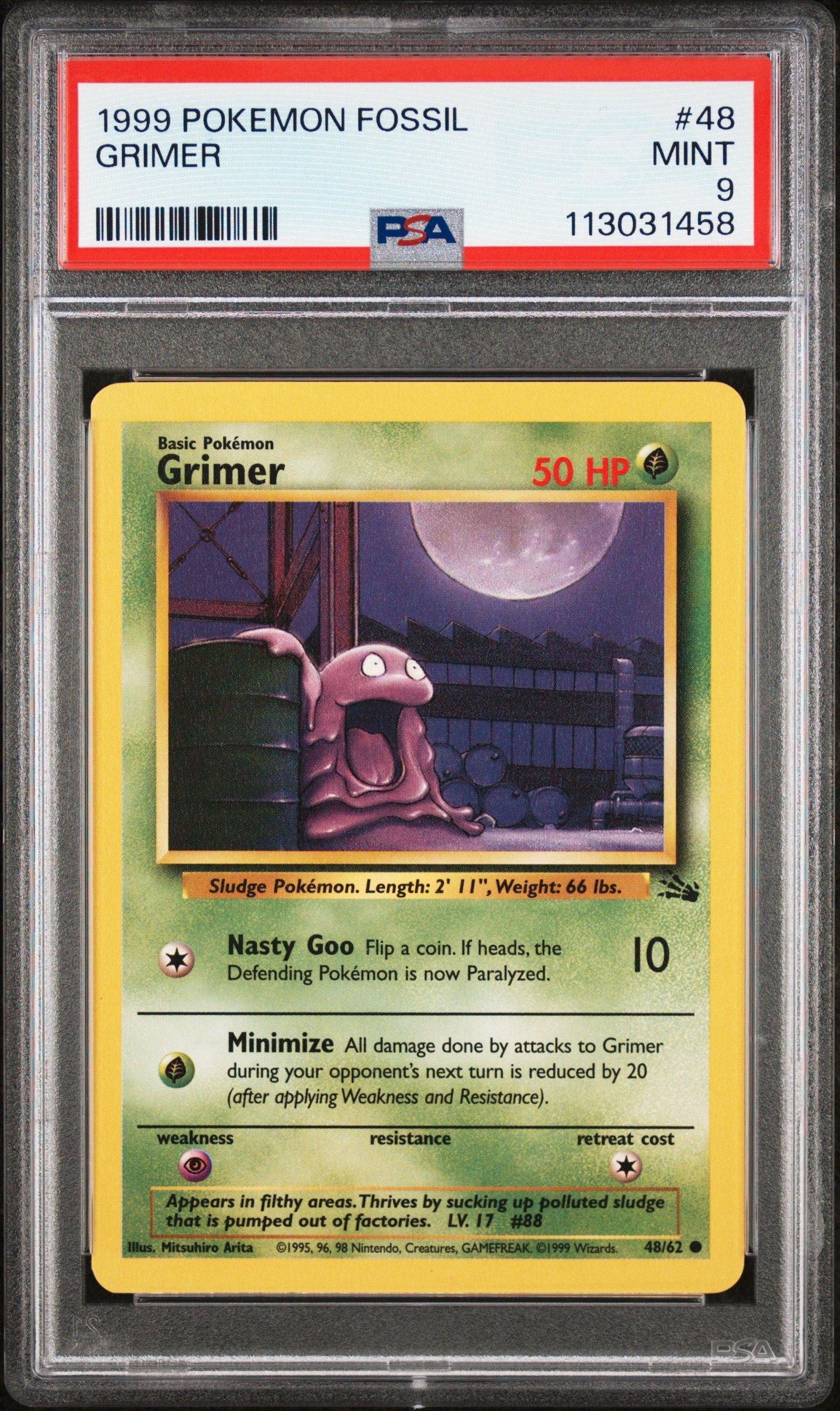 1999 Pokemon Fossil 48 Grimer PSA 9