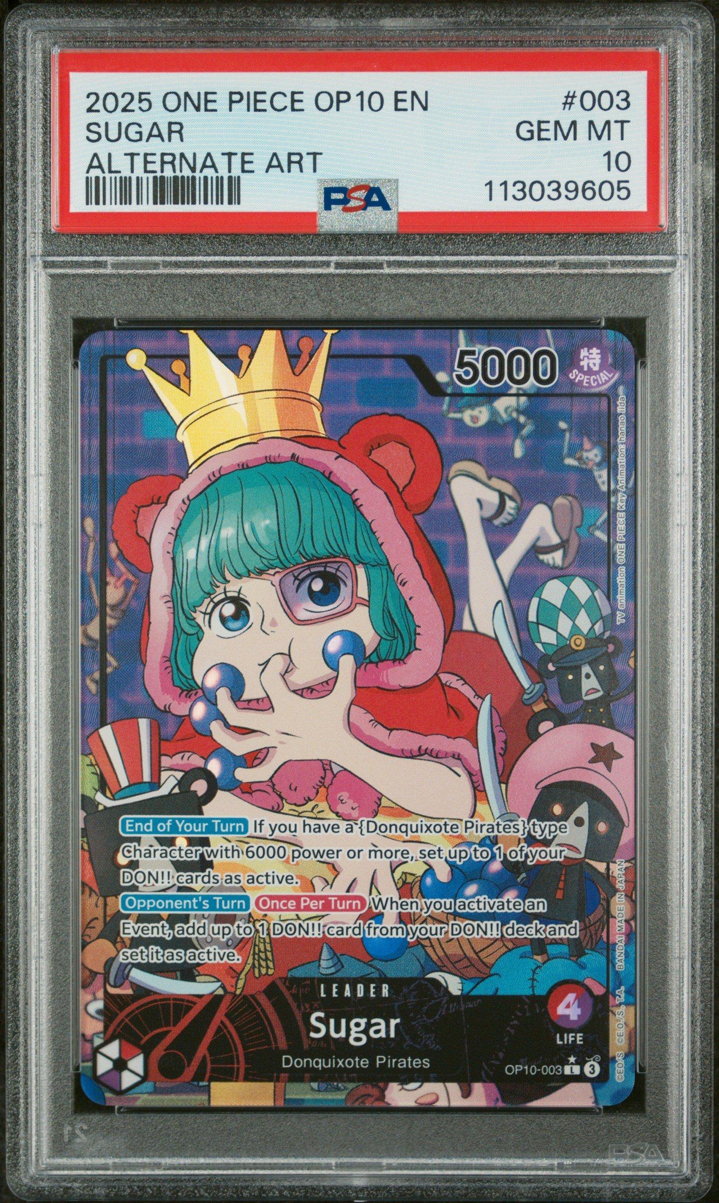2025 One Piece Op10-royal Blood 003 Sugar Alternate Art PSA 10