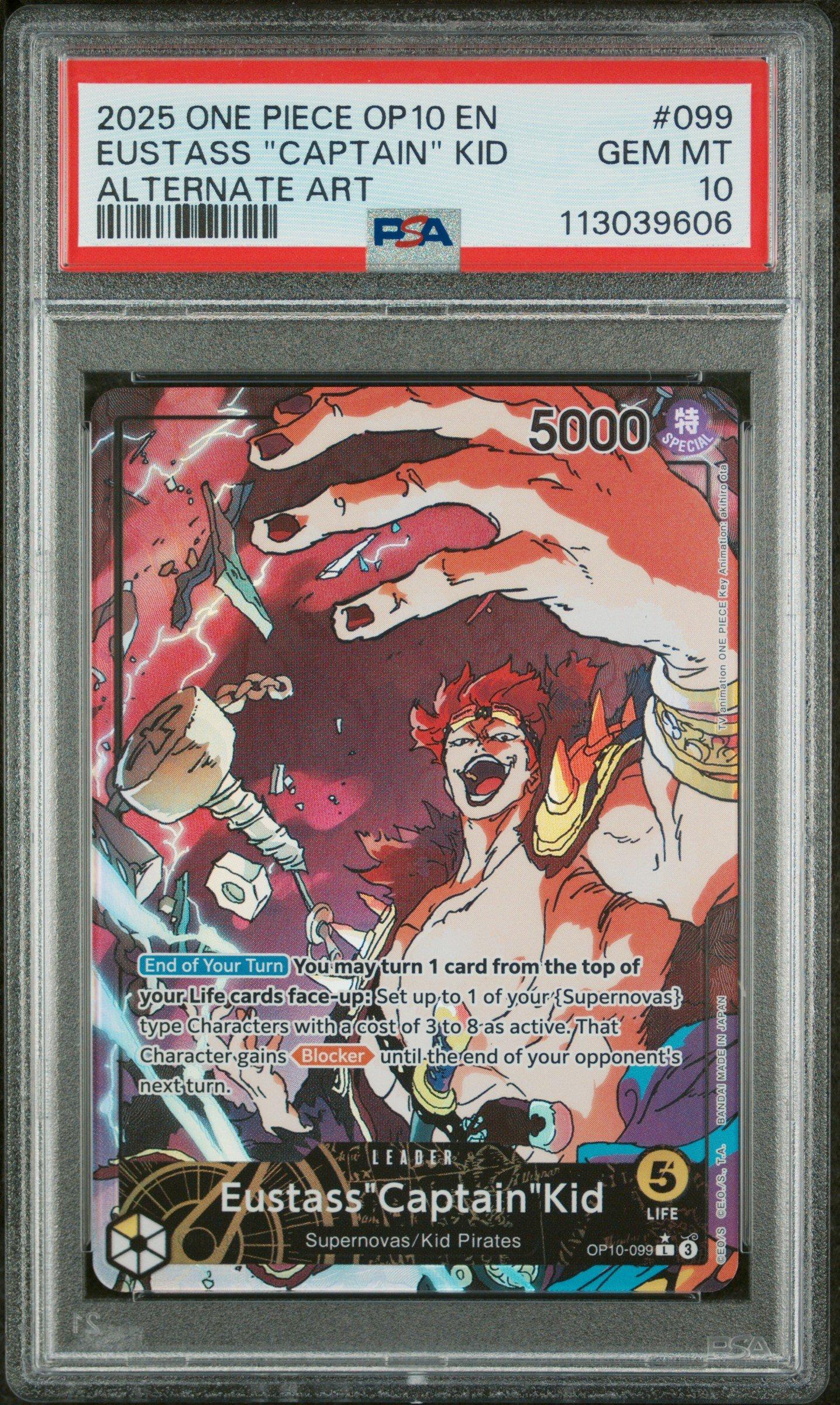 2025 One Piece Op10-royal Blood 099 Eustass "captain" Kid Alternate Art PSA 10