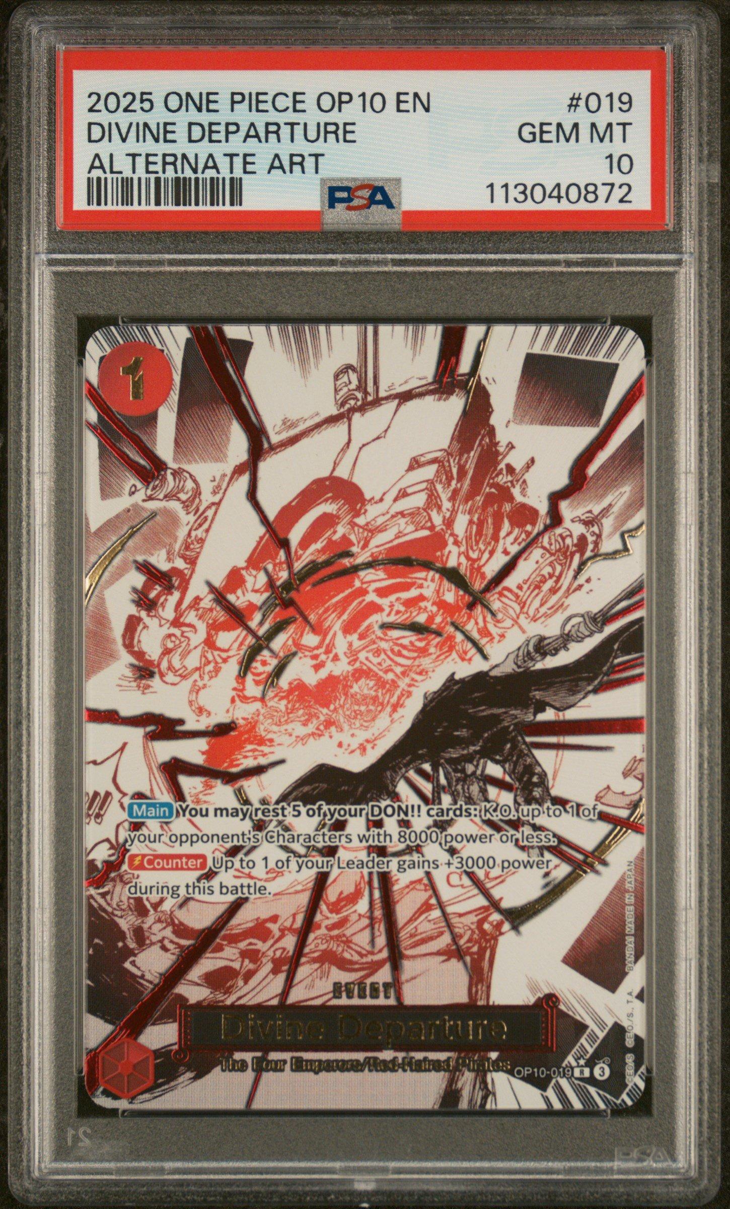2025 One Piece Op10-royal Blood 019 Divine Departure Alternate Art PSA 10
