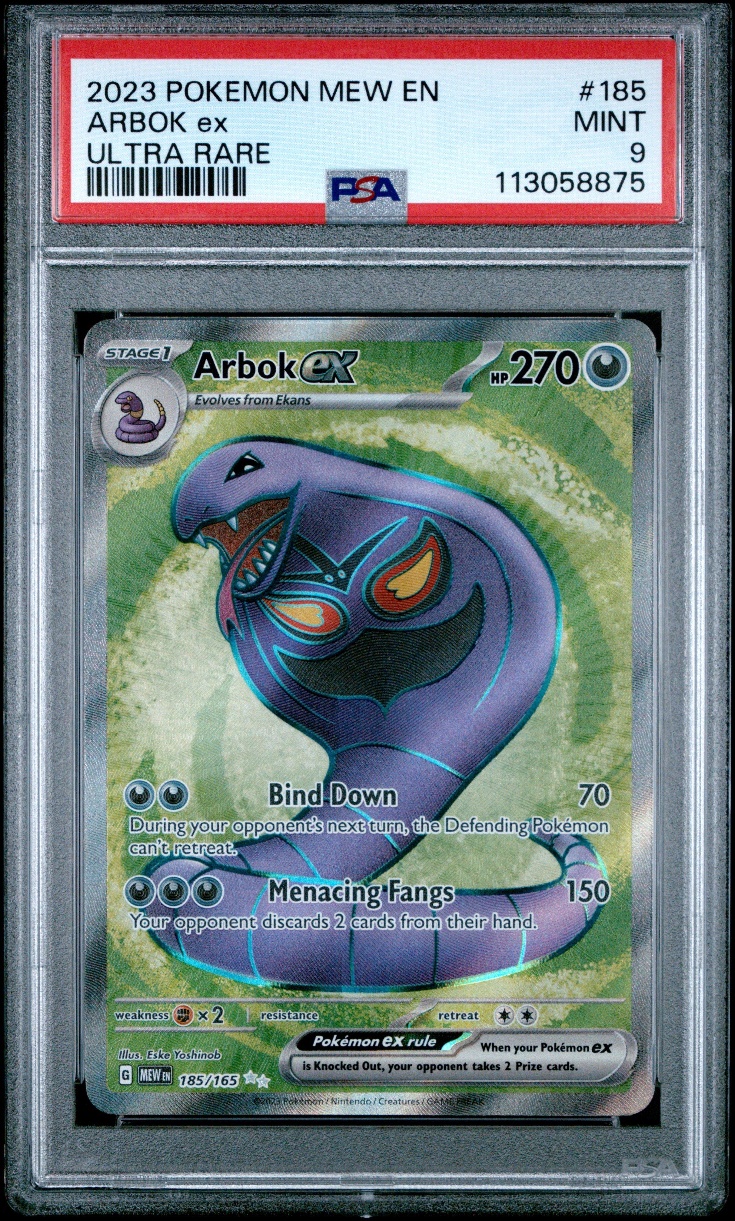 2023 Pokemon Mew En-151 185 Arbok Ex Ultra Rare PSA 9 Graded Card | GameStop