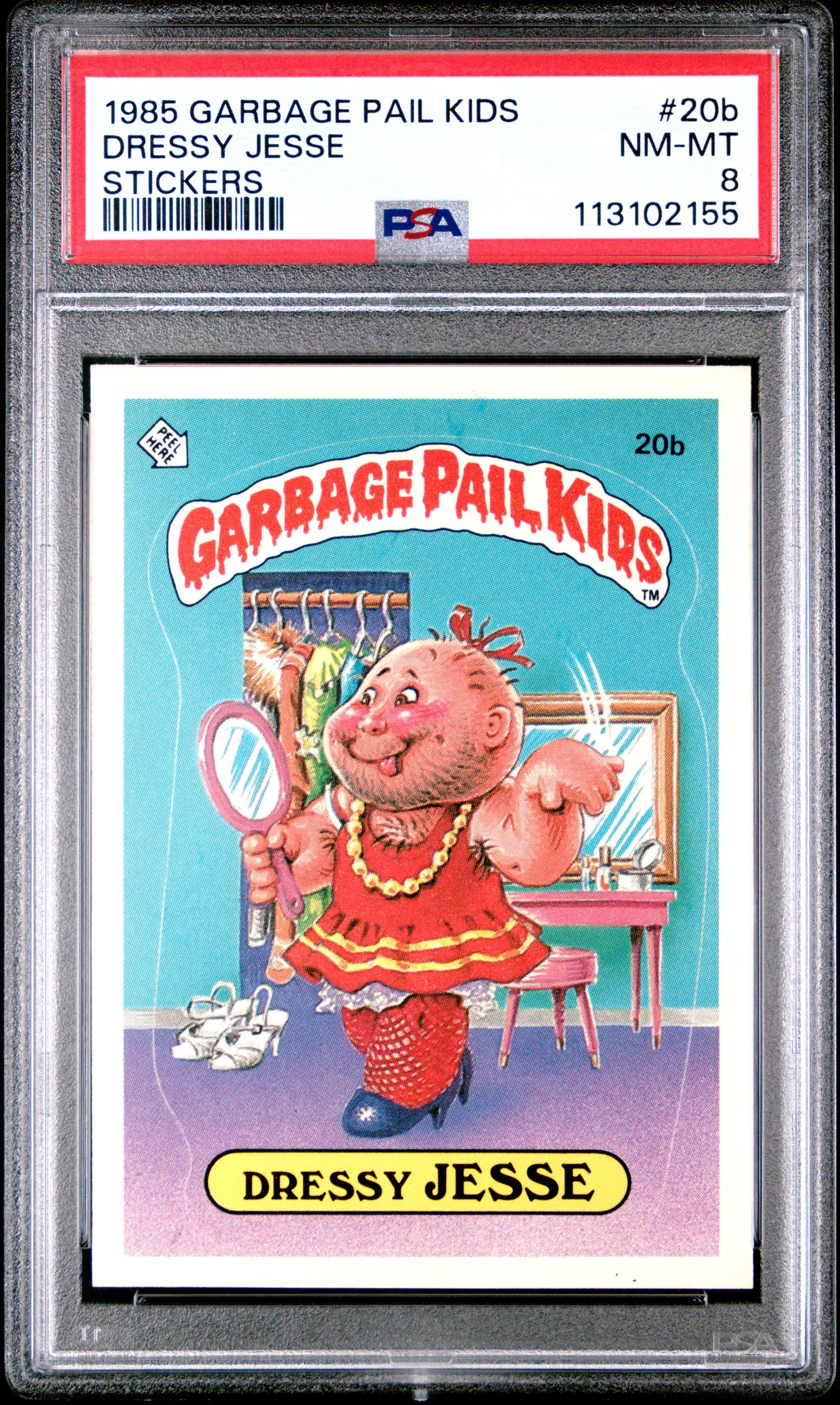 1985 Garbage Pail Kids Stickers 20b Dressy Jesse PSA 8
