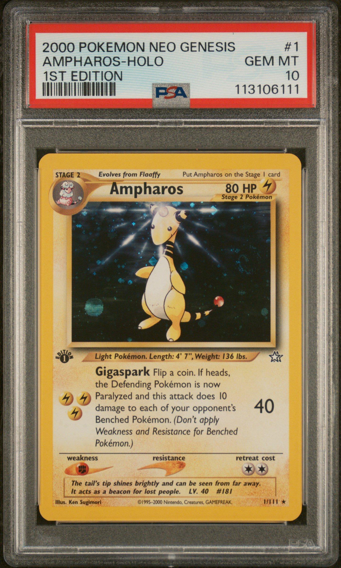 Genesis Ampharos 1 PSA 10 Pokemon graded card