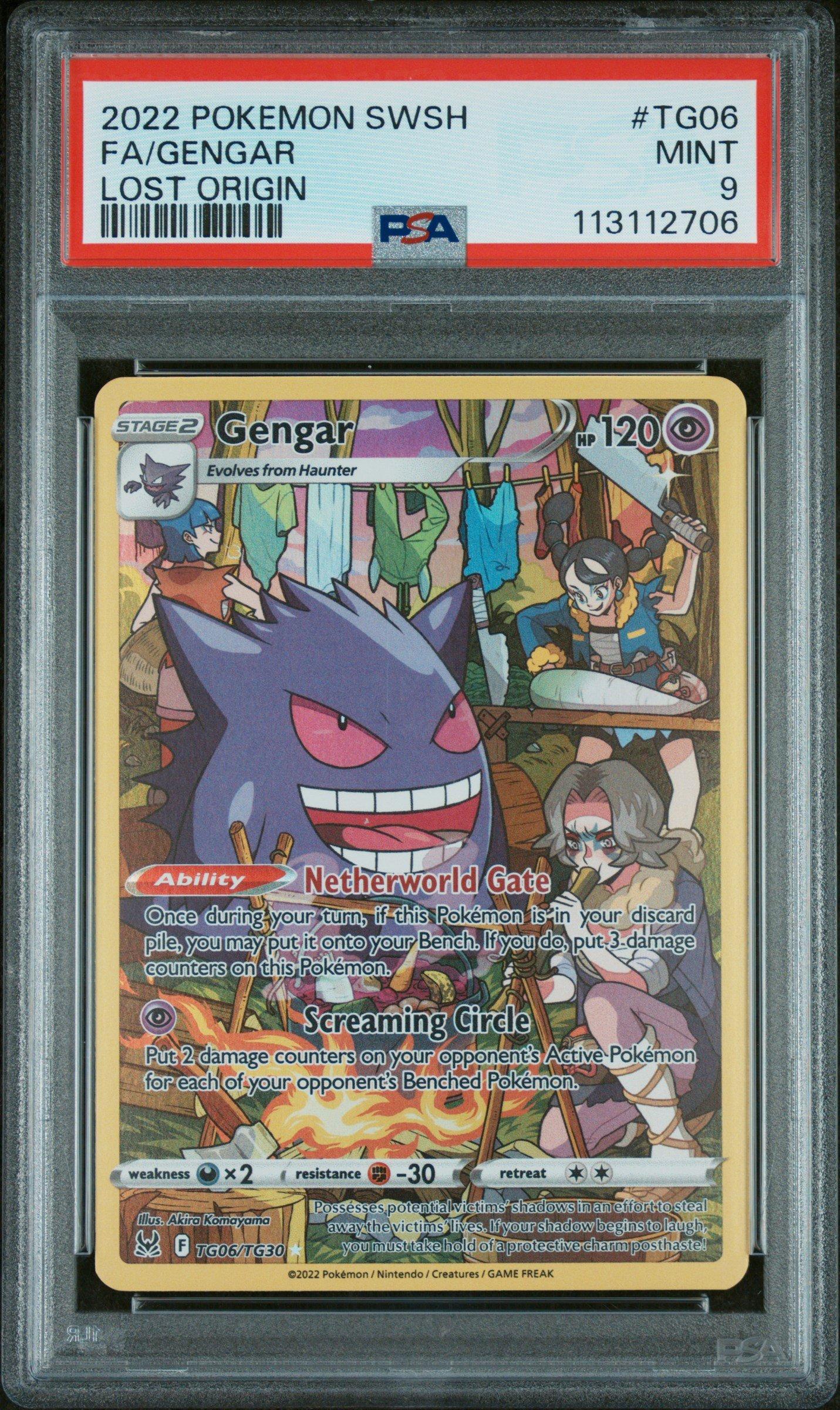 2022 Pokemon Sword & Shield Lost Origin Tg06 Full Art/gengar PSA 9