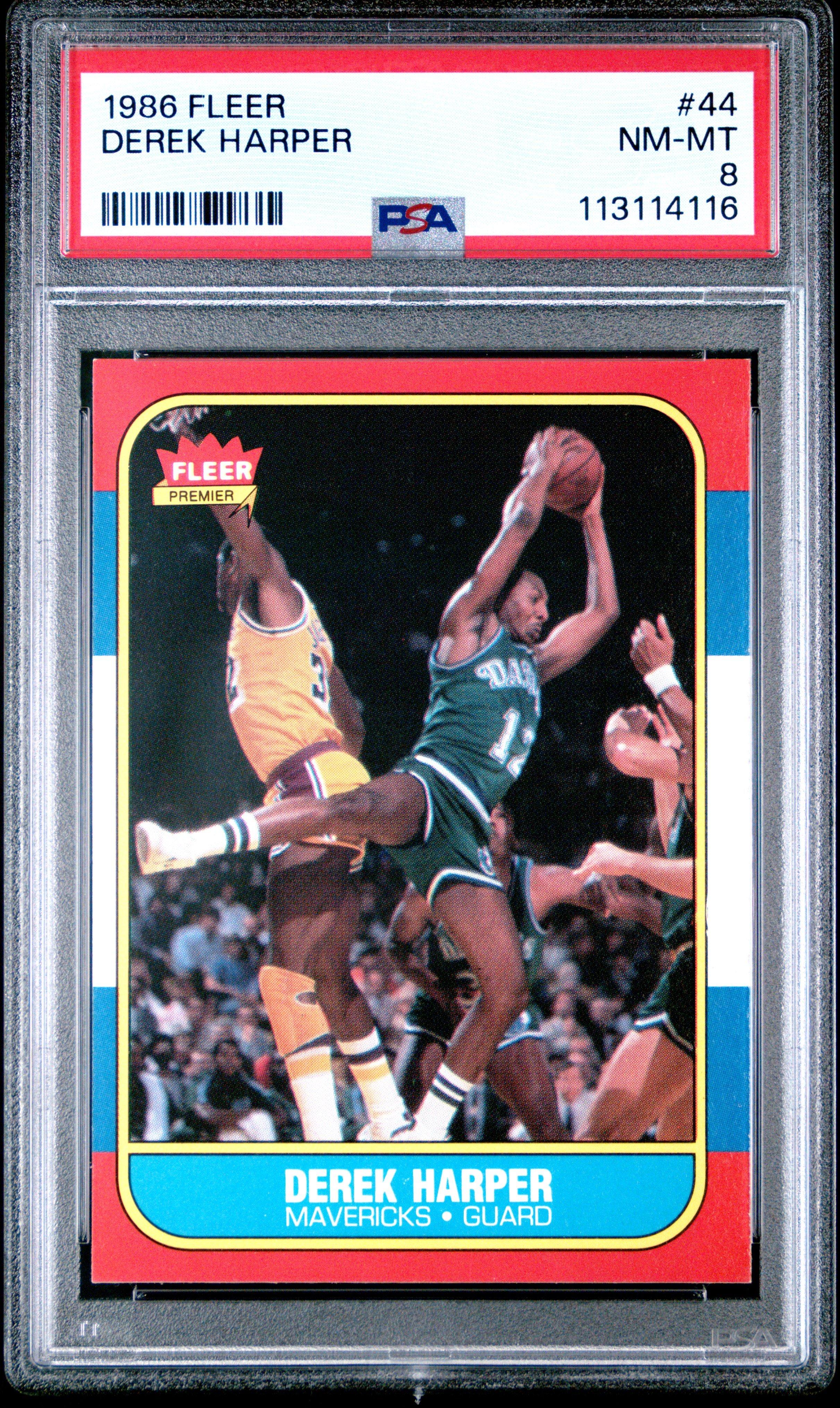 1986 Fleer 44 Derek Harper PSA 8