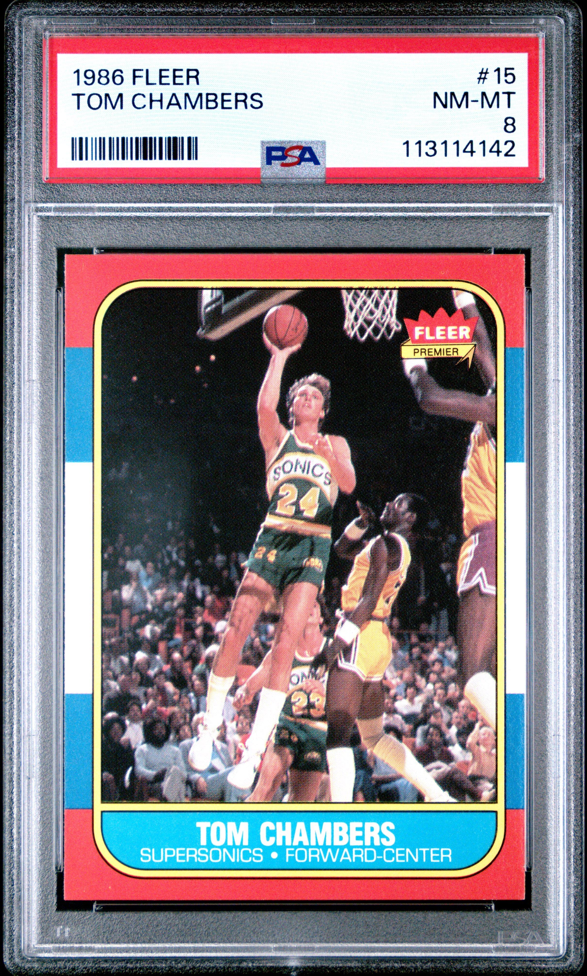 1986 Fleer 15 Tom Chambers PSA 8