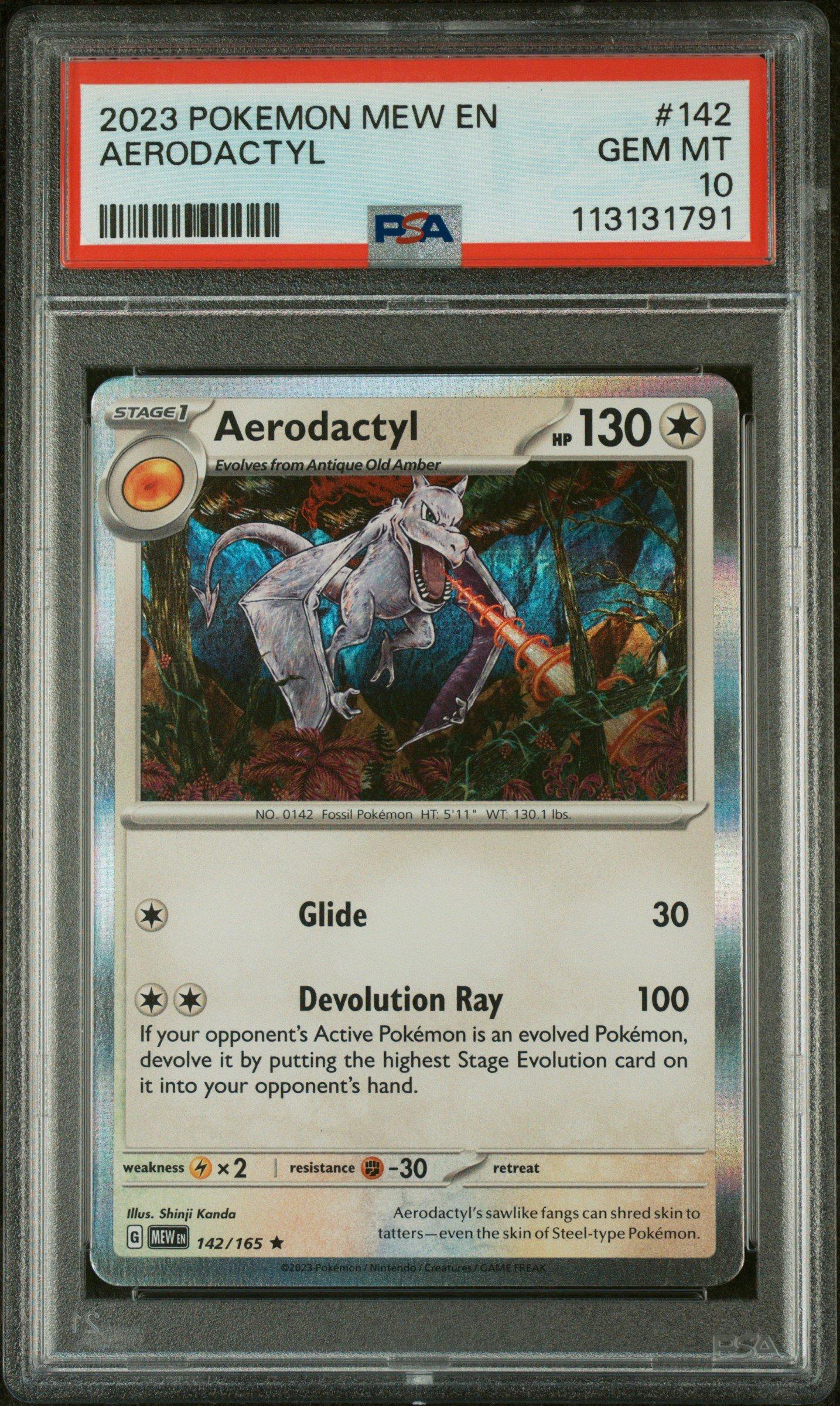 2023 Pokemon Mew En-151 142 Aerodactyl PSA