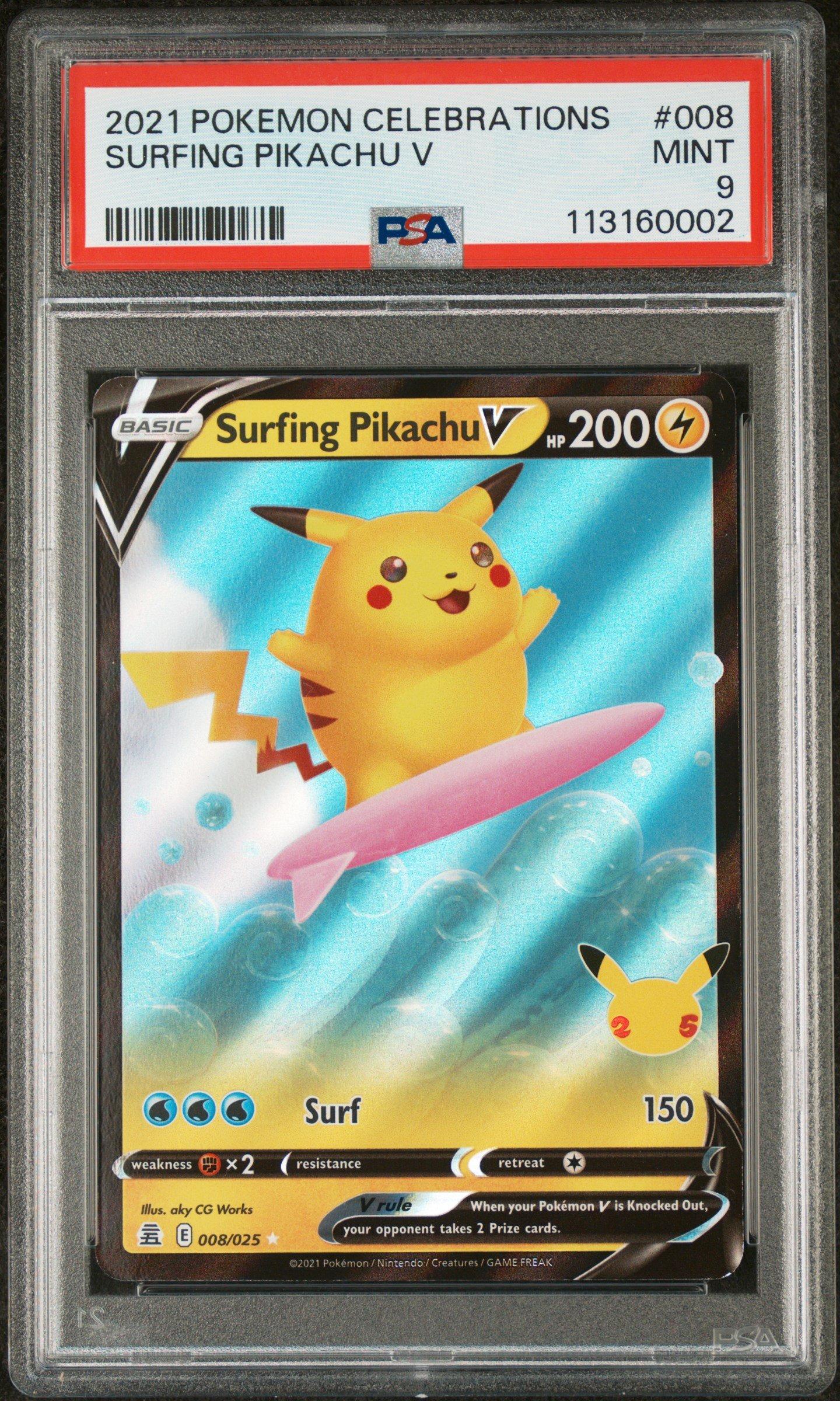 2021 Pokemon Celebrations 008 Surfing Pikachu V PSA