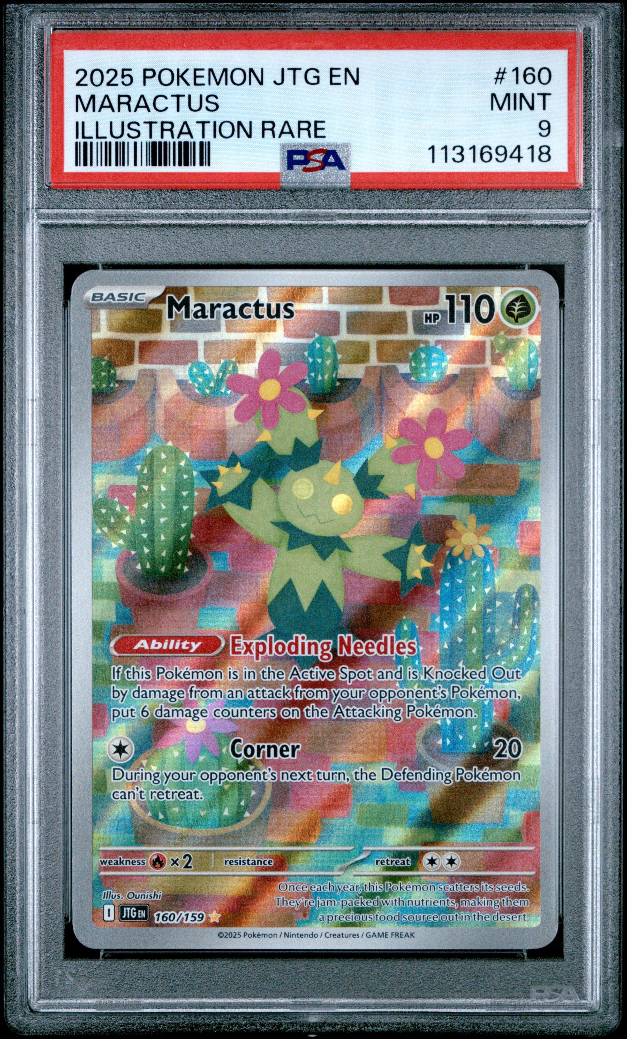 2025 Pokemon Jtg En-journey Together 160 Maractus Illustration Rare PSA