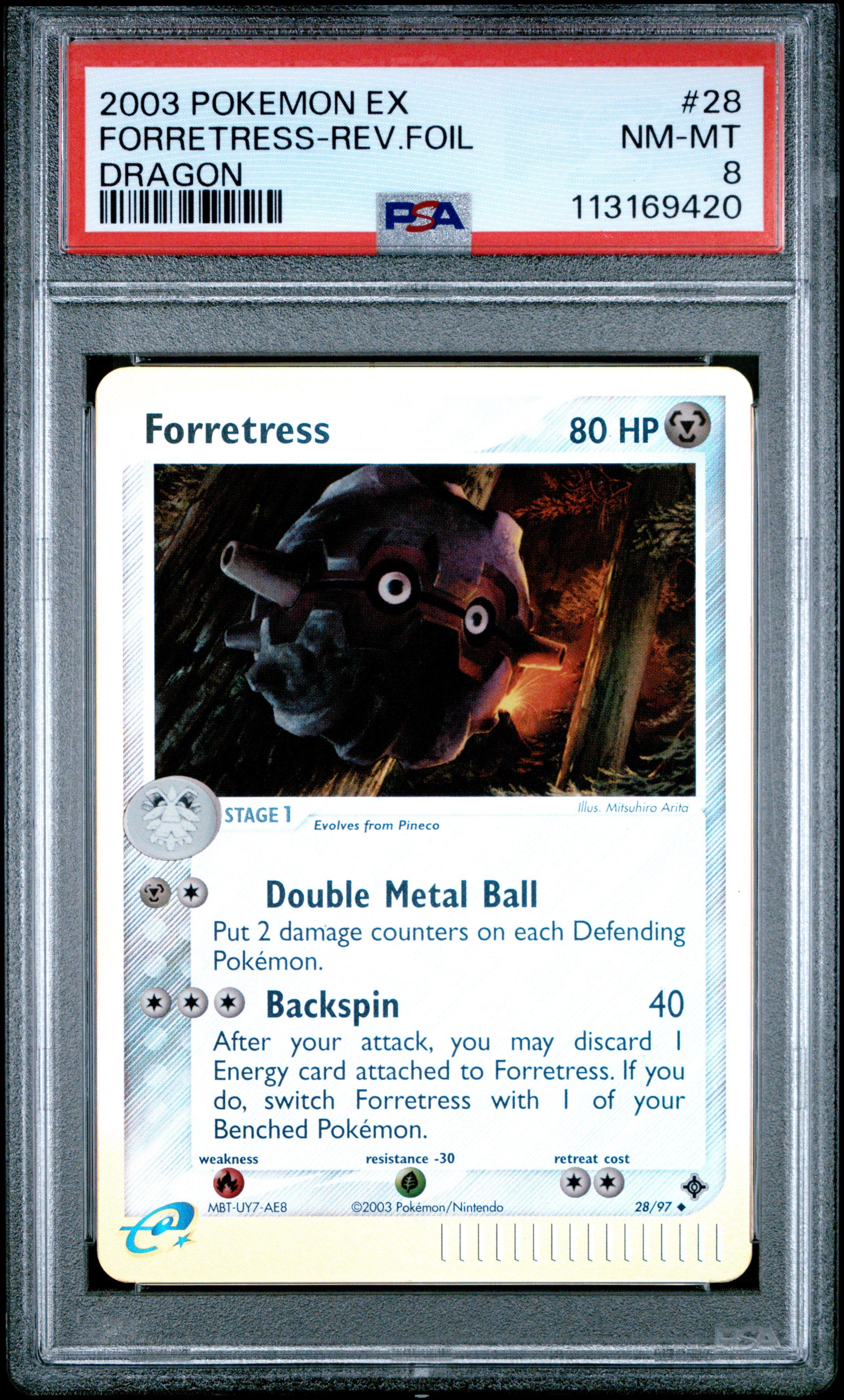 2003 Pokemon Ex Dragon 28 Forretress-reverse Foil PSA 8