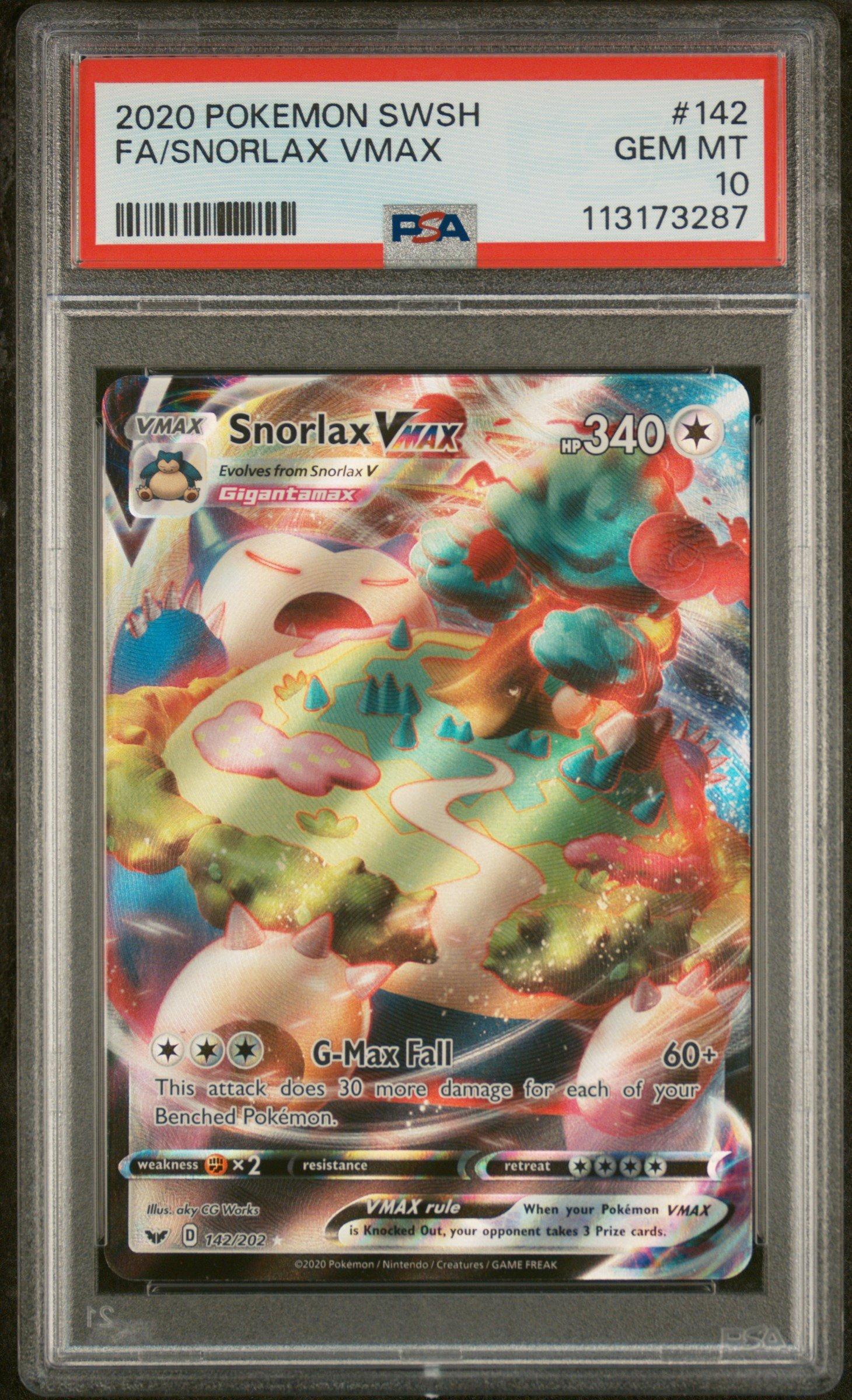 2020 Pokemon Sword & Shield 142 Full Art/snorlax Vmax PSA 10