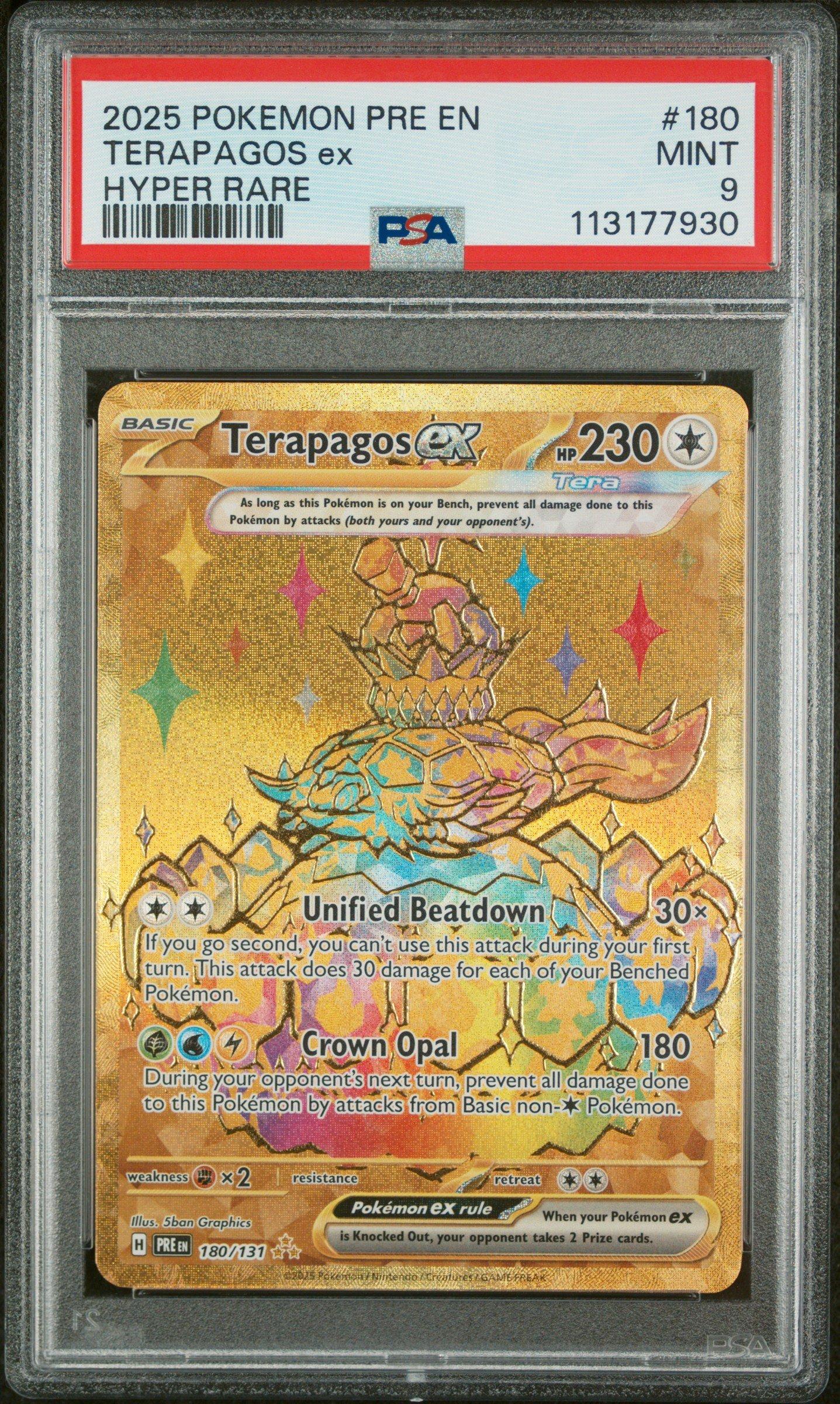 2025 Pokemon Pre En-prismatic Evolutions 180 Terapagos Ex Hyper Rare PSA 9