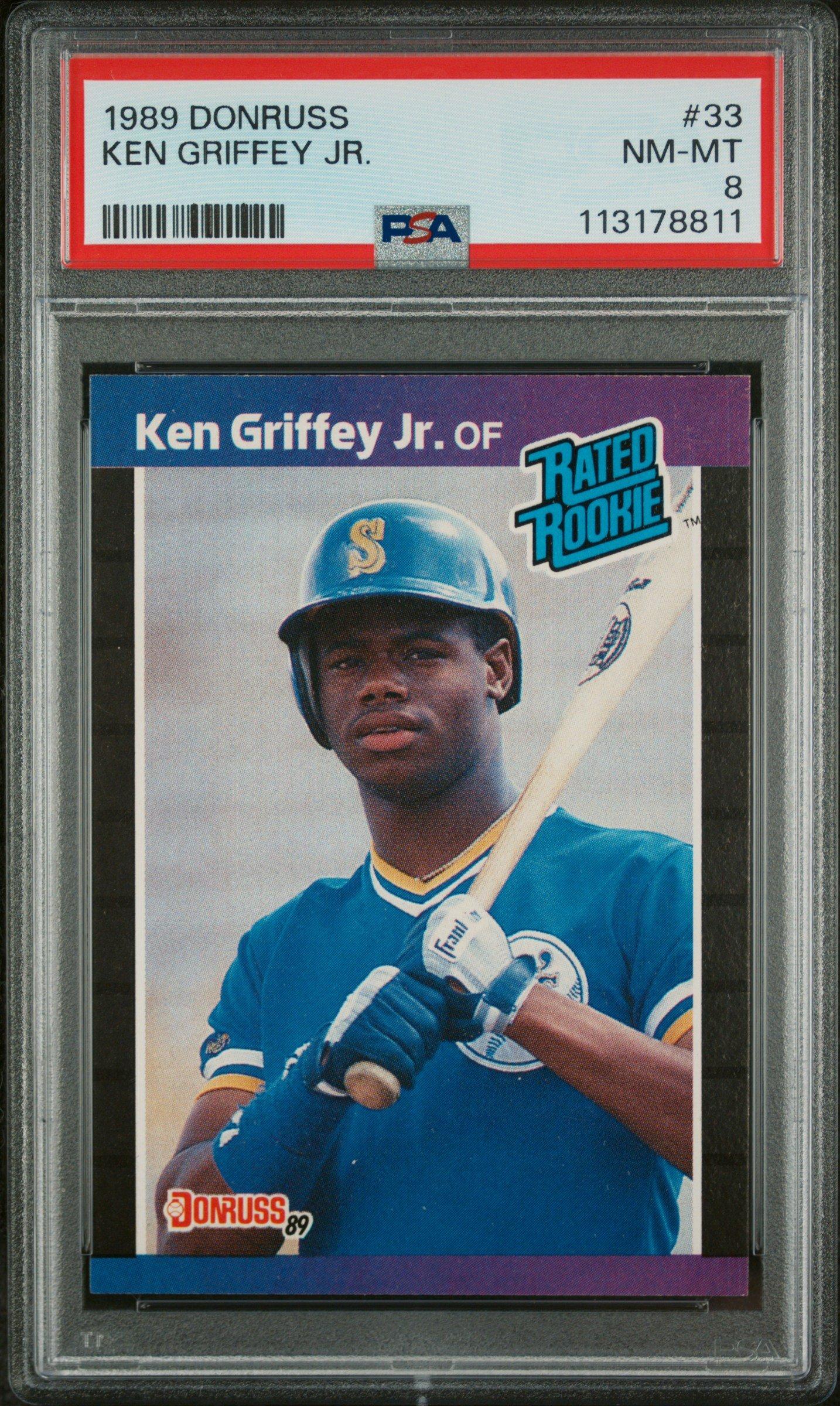 ken griffey jr graded rookie card 1989 Donruss 33 Ken Griffey Jr. PSA 8 Graded Card