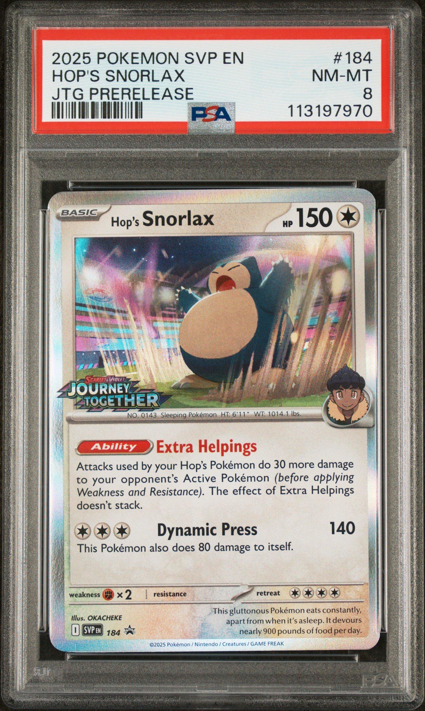 2025 Pokemon Svp En-sv Black Star Promo 184 Hop's Snorlax Journey