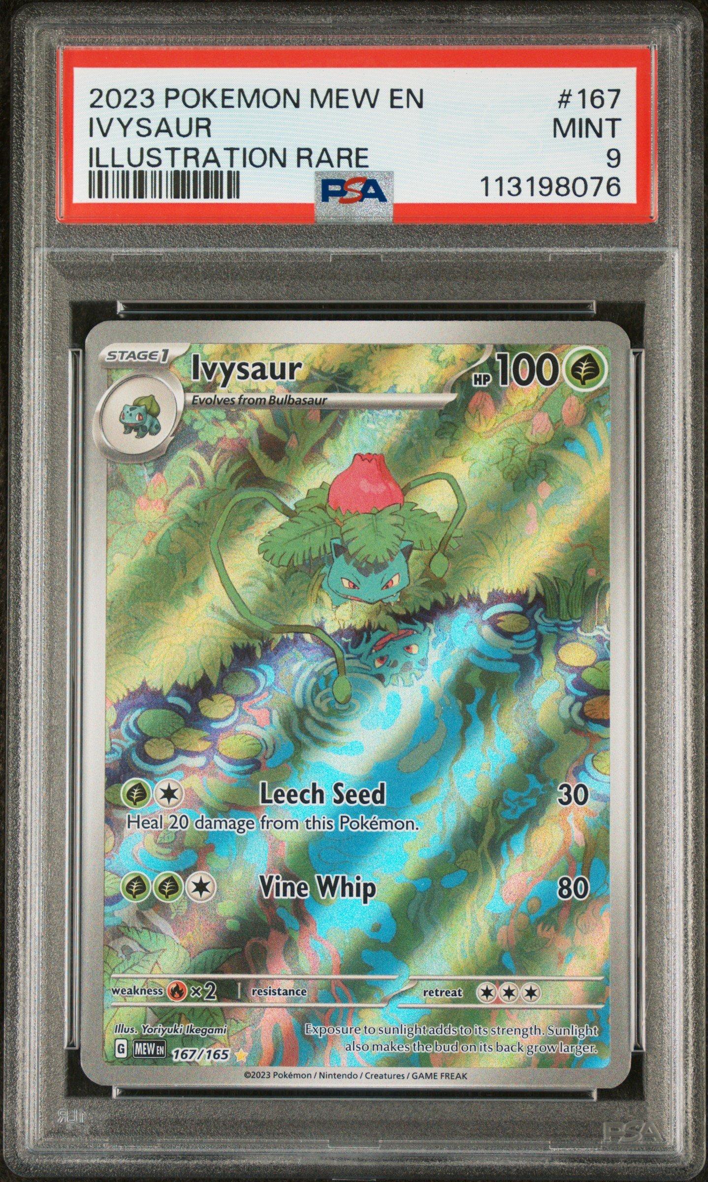 2023 Pokemon Mew En-151 167 Ivysaur Illustration Rare PSA 9 Graded