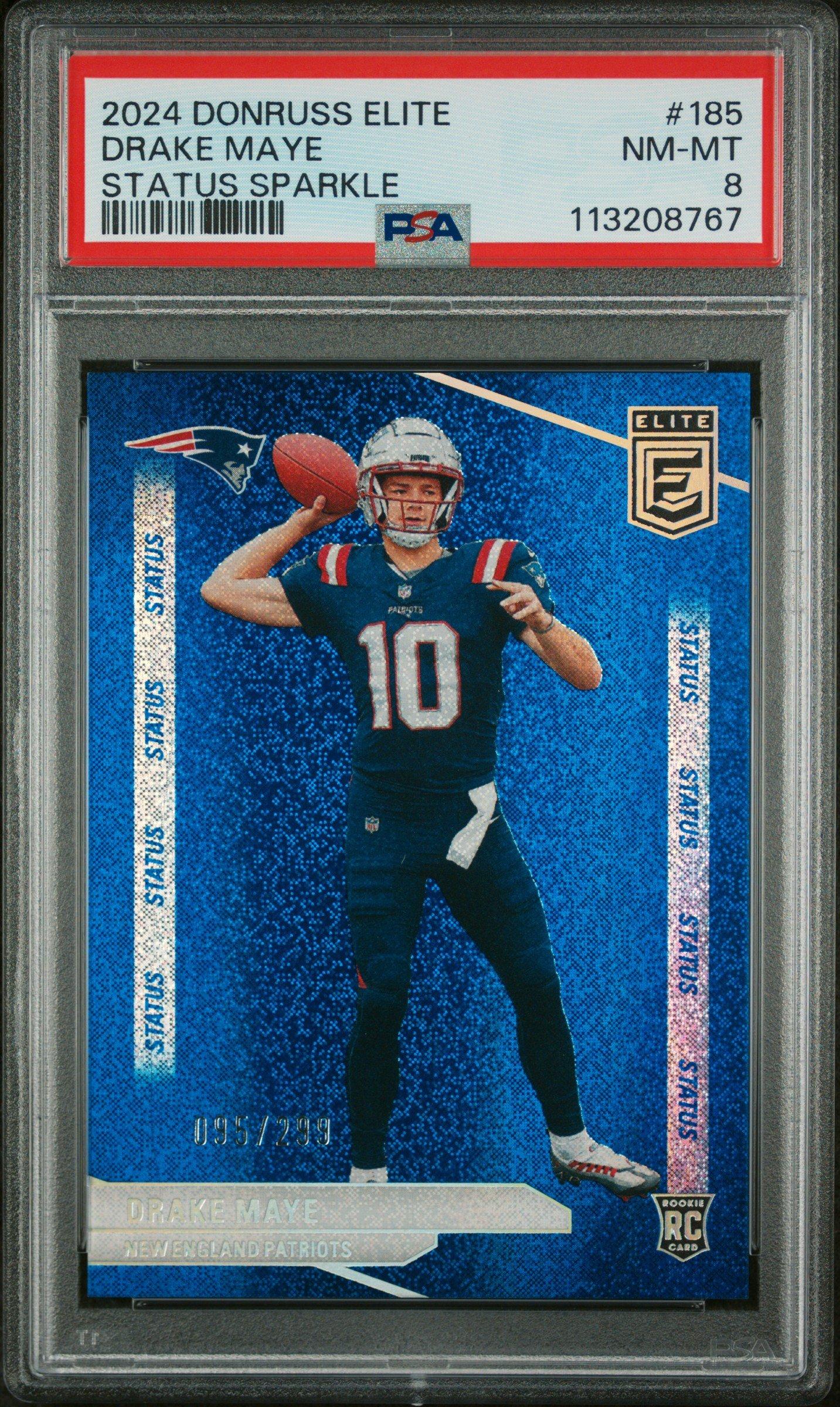 2024 Panini Donruss Elite 185 Drake Maye Status Sparkle PSA 8