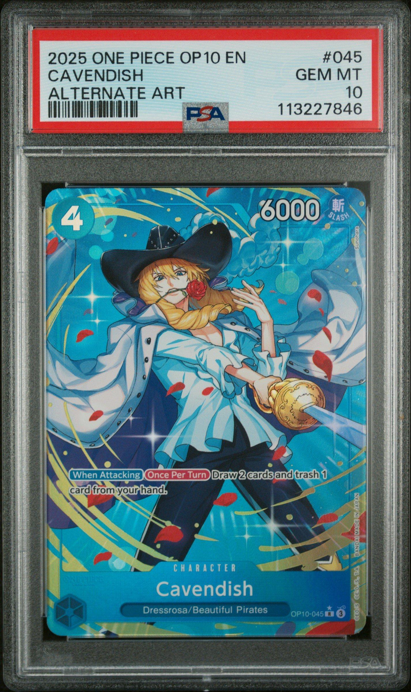 2025 One Piece Op10-royal Blood 045 Cavendish Alternate Art PSA 10